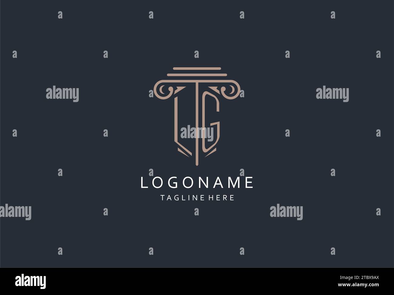 Logo monogramme LG avec icône en forme de pilier, logo de luxe et élégant pour les idées de conception de logo de style initial de cabinet d'avocats Illustration de Vecteur