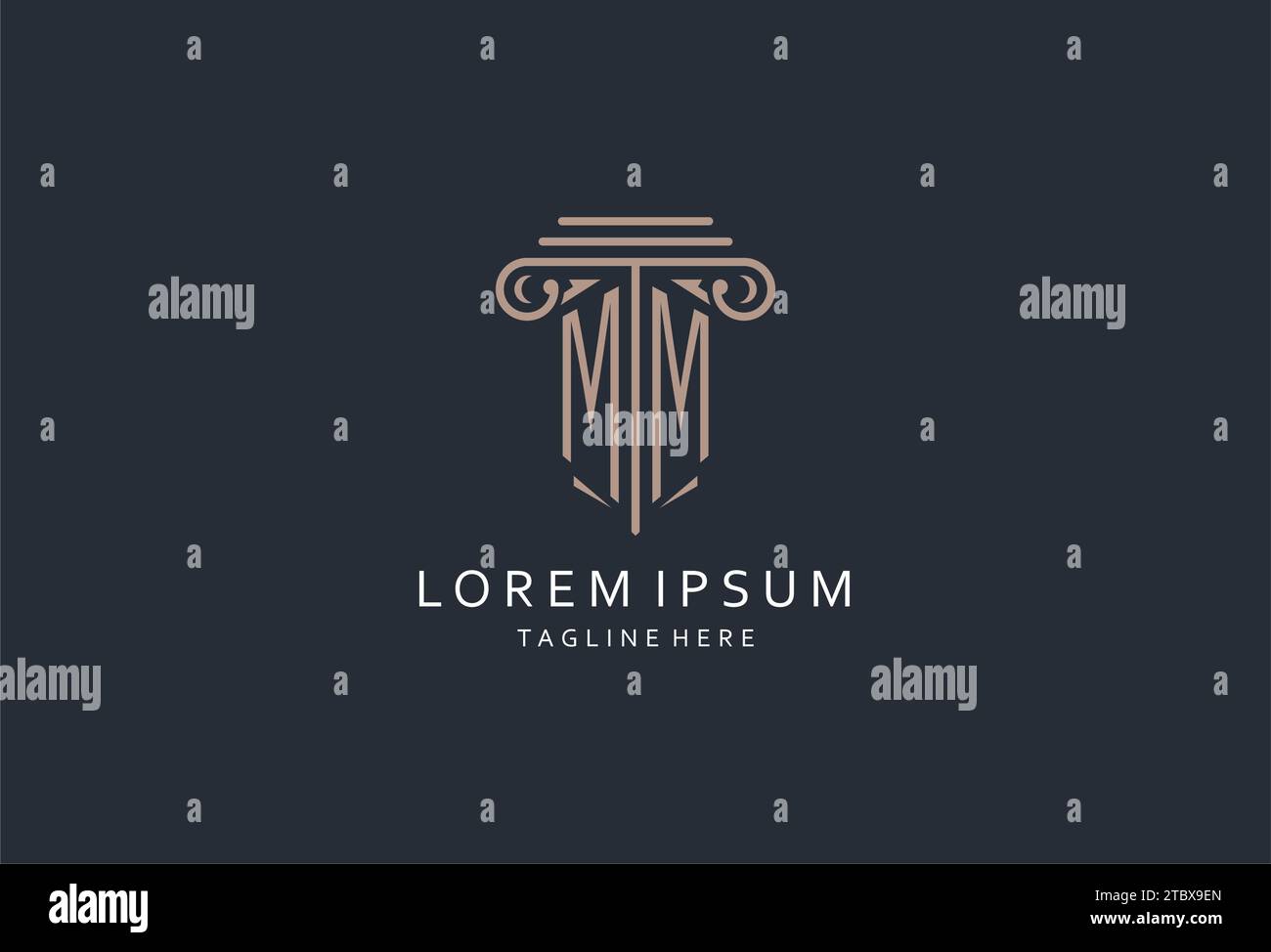 Logo monogramme MM avec icône de forme de pilier, logo de luxe et élégant pour les idées de conception de logo de style initial de cabinet d'avocats Illustration de Vecteur