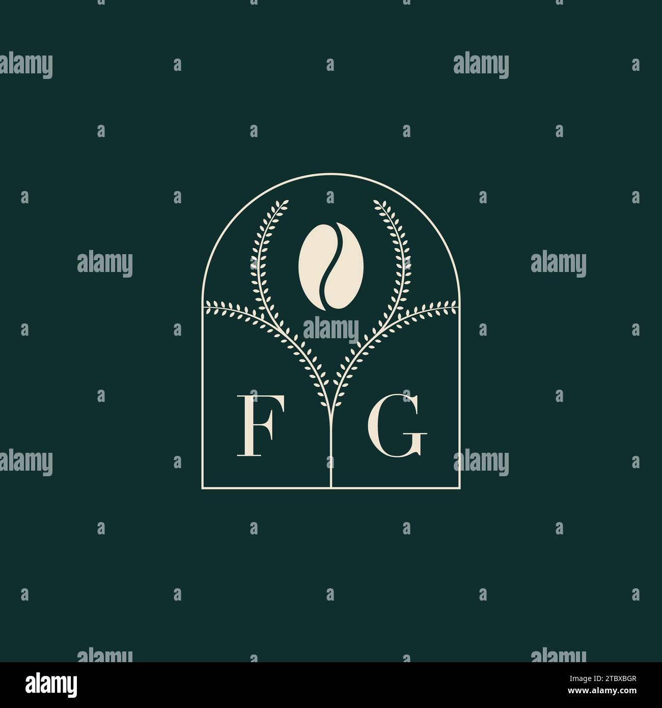 FG combinaison unique et simple de conception de logo de lettres et de grain de café Illustration de Vecteur