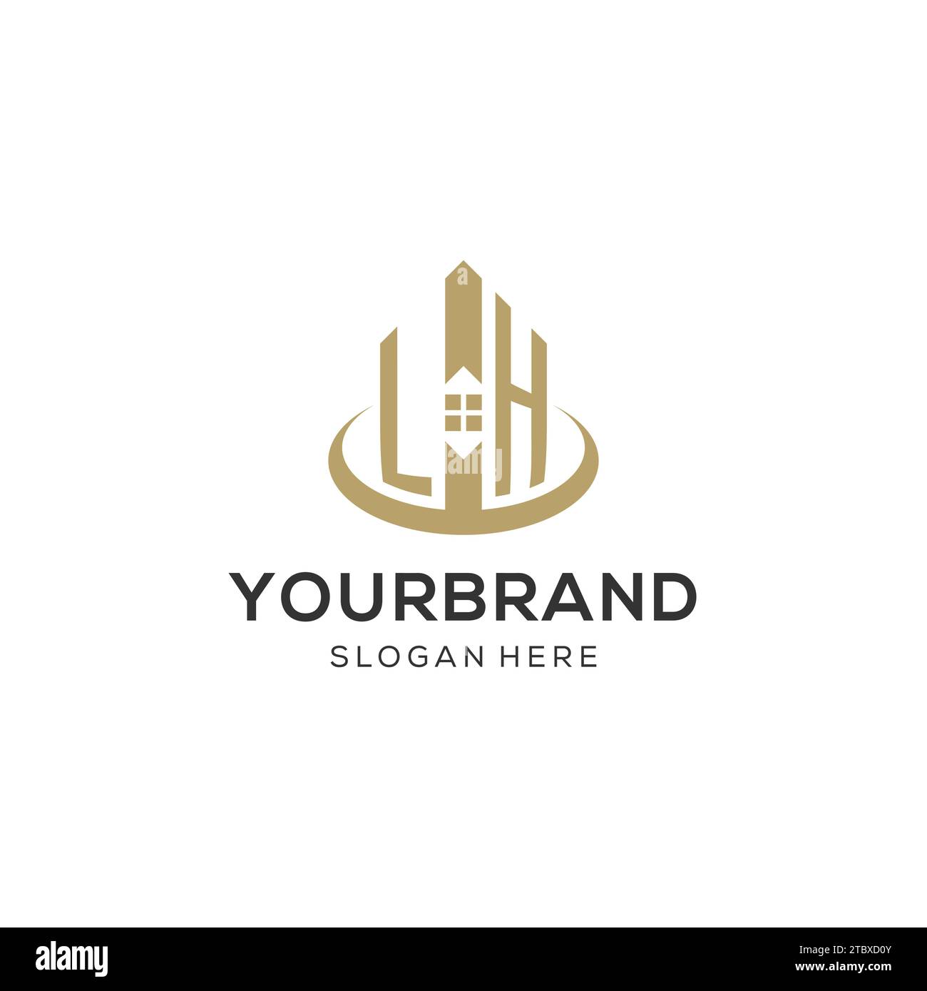 Logo LH initial avec icône de maison créative, graphique vectoriel de conception de logo immobilier moderne et professionnel Illustration de Vecteur