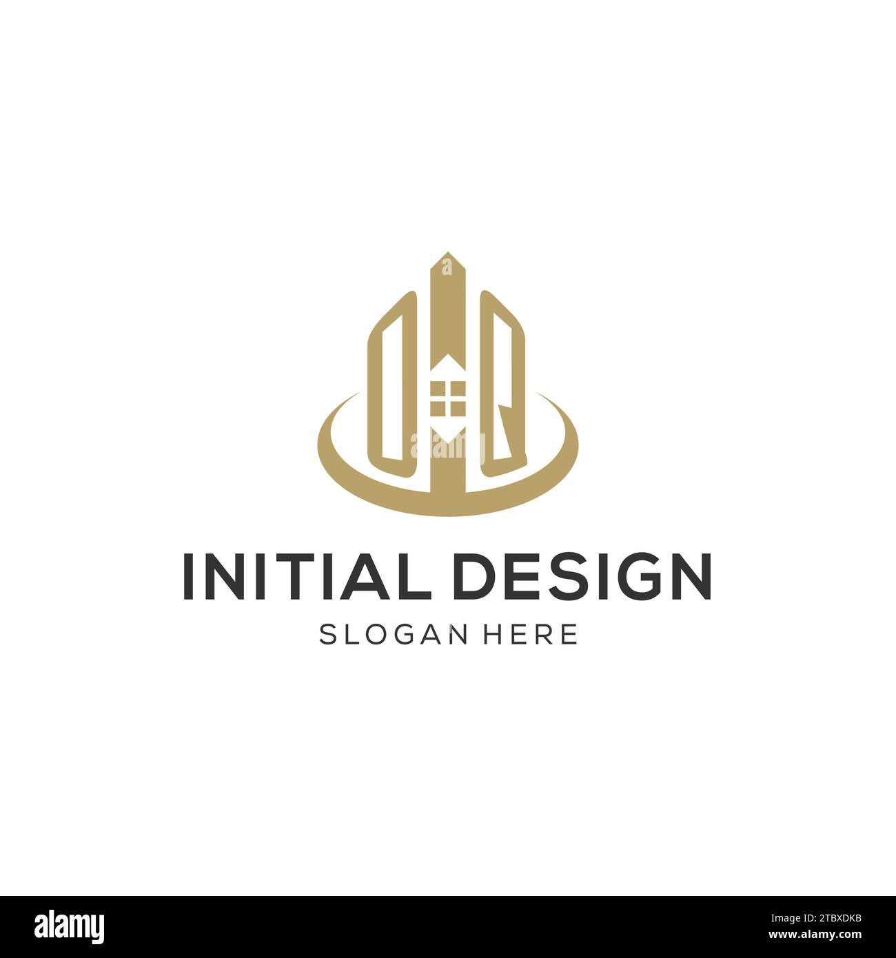 Logo OQ initial avec icône de maison créative, graphique vectoriel de conception de logo immobilier moderne et professionnel Illustration de Vecteur