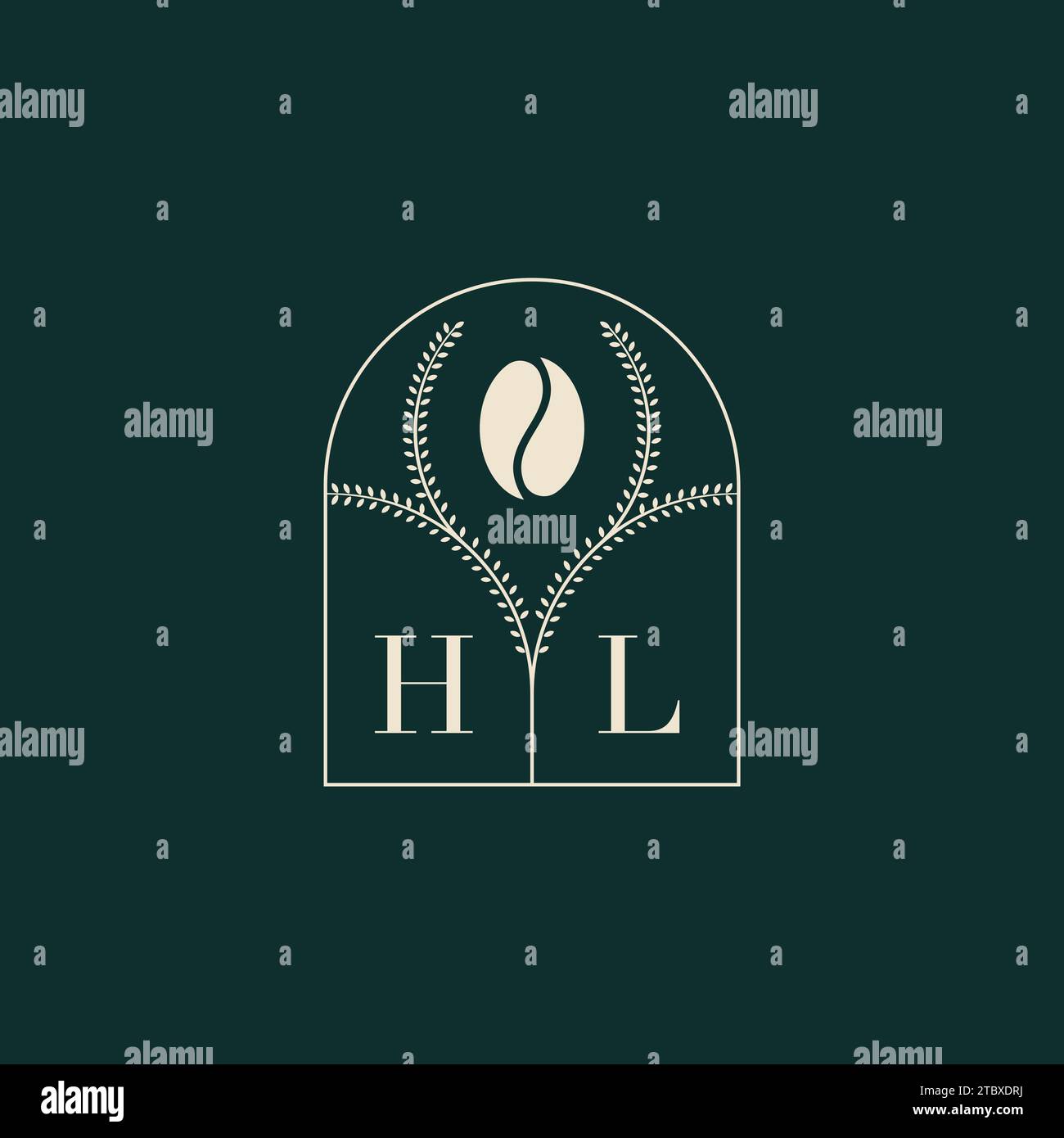 HL combinaison unique et simple de conception de logo de lettres et de grain de café Illustration de Vecteur
