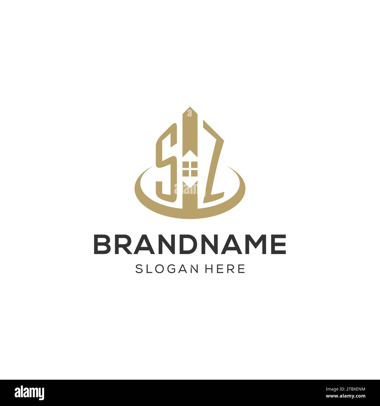 Logo SZ initial avec icône de maison créative, graphique vectoriel de conception de logo immobilier moderne et professionnel Illustration de Vecteur