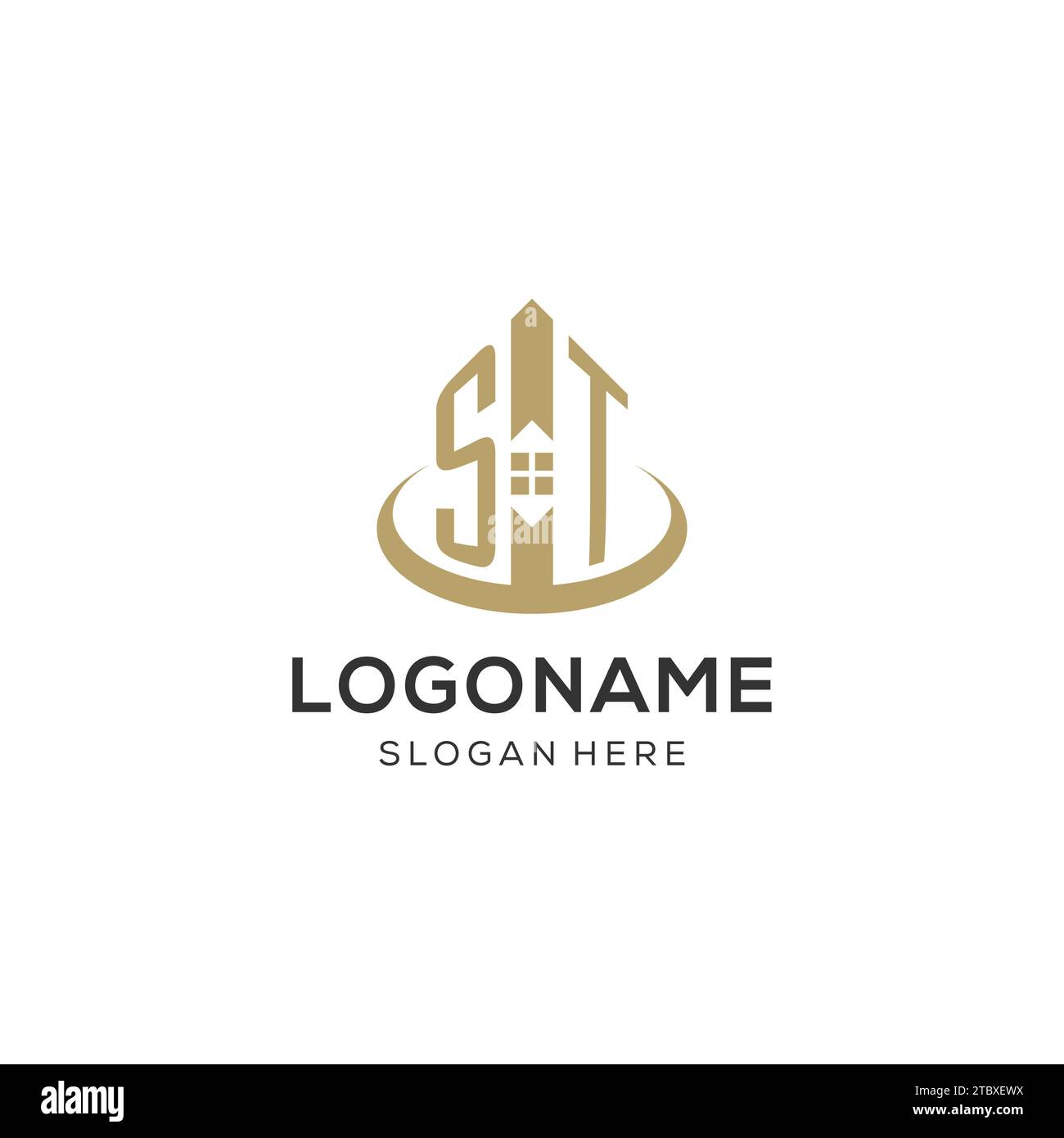 Logo ST initial avec icône de maison créative, graphique vectoriel de conception de logo immobilier moderne et professionnel Illustration de Vecteur