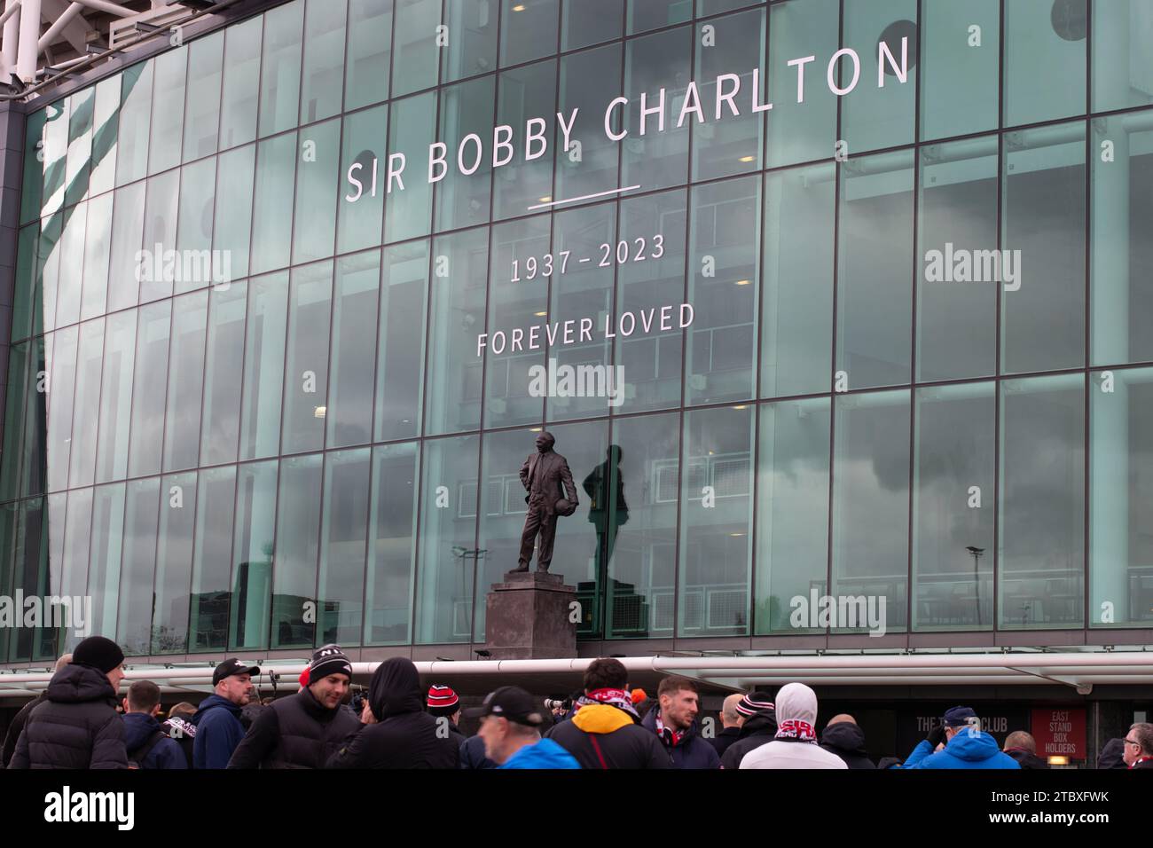 Sir Bobby Charlton sur Old Trafford Manchester United stade de football. Manchester UK. Banque D'Images