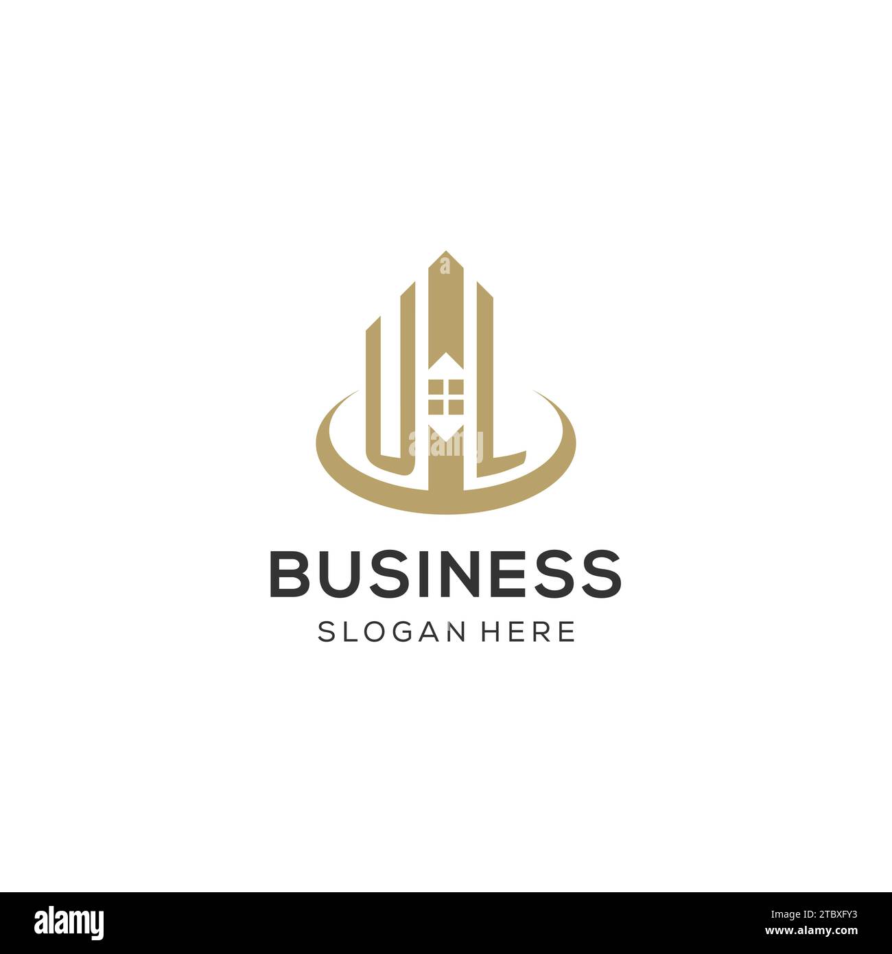 Logo UL initial avec icône de maison créative, graphique vectoriel de conception de logo immobilier moderne et professionnel Illustration de Vecteur