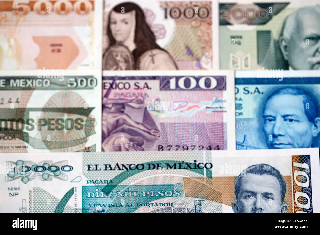 Vieux argent mexicain - pesos un fond d'affaires Banque D'Images