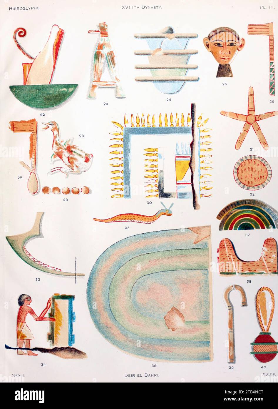Hiéroglyphes de Deir EL Bahri, illustration Banque D'Images