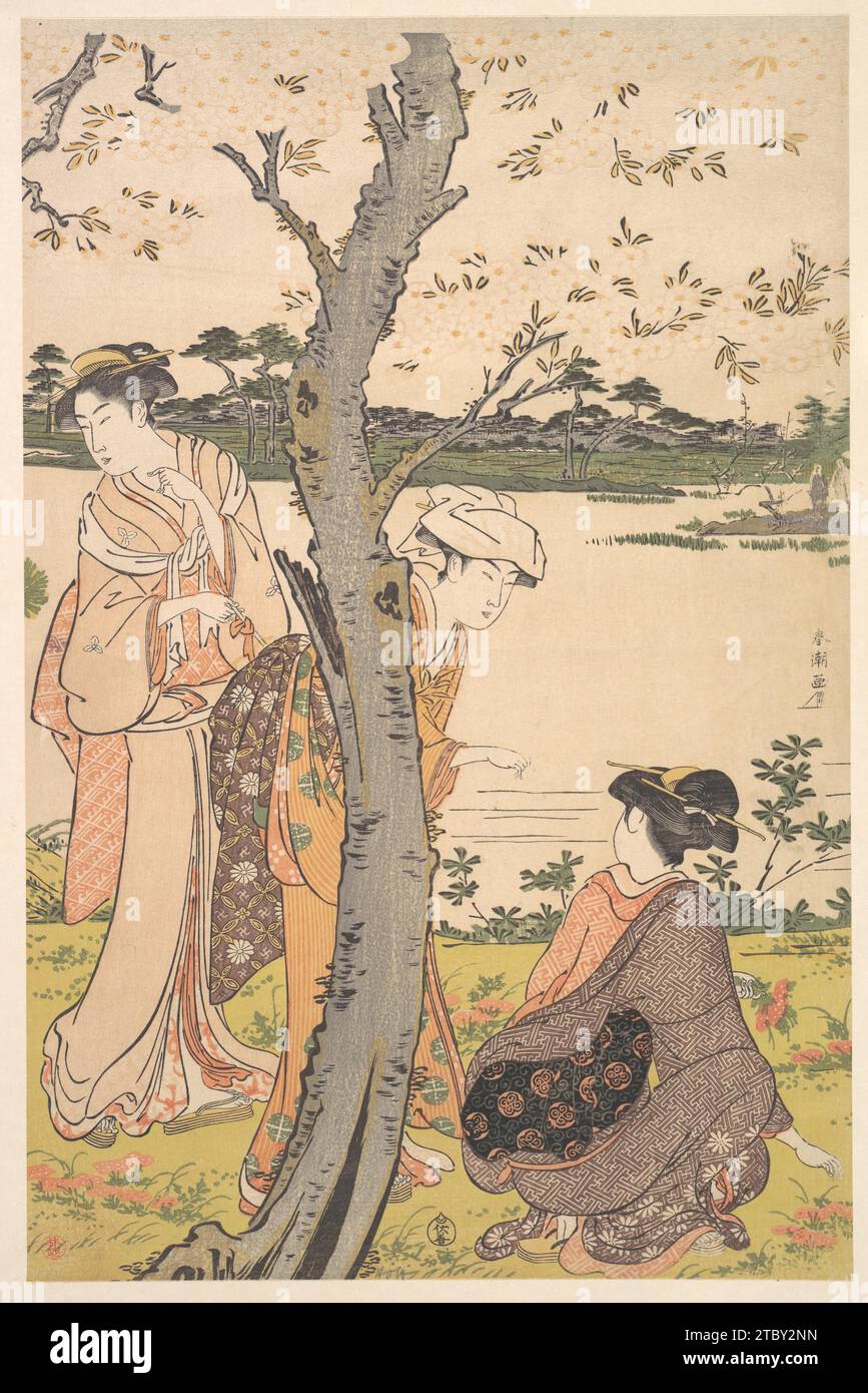 Gathering Young Flowers 1929 de Katsukawa Shuncho Banque D'Images