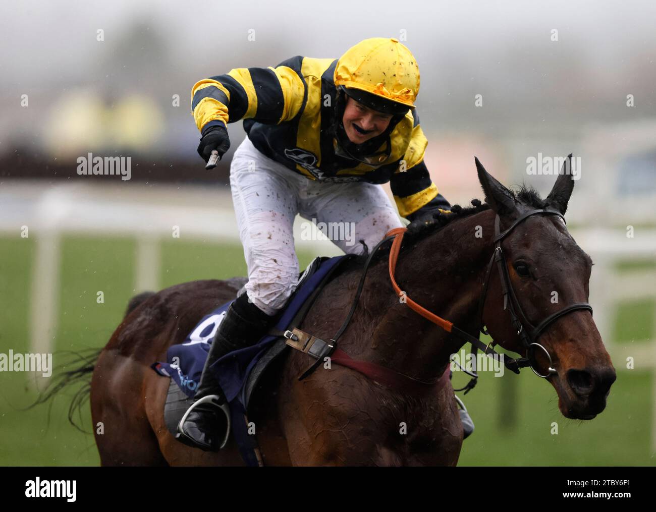 Chambard monté par Lucy Turner sur leur chemin pour gagner le BoyleSports Becher handicap Chase à l'hippodrome d'Aintree, Liverpool. Date de la photo : Samedi 9 décembre 2023. Banque D'Images