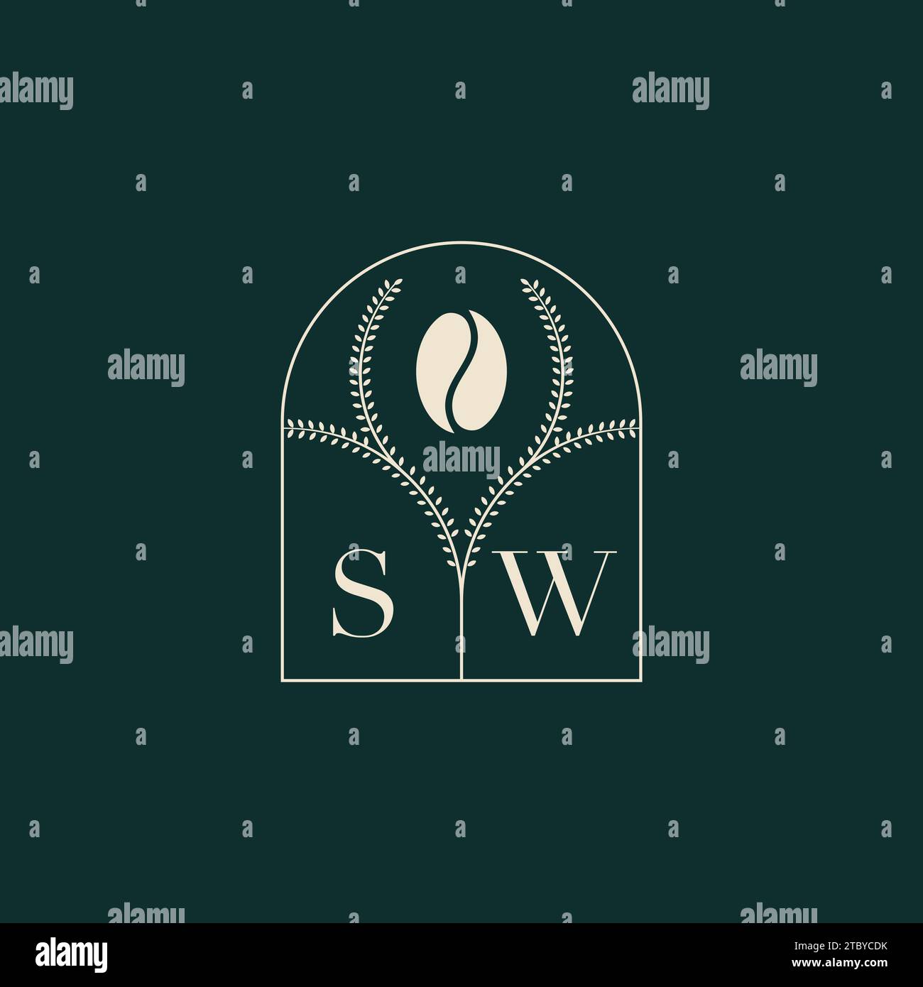 SW conception de logo unique et simple combinaison de lettres et de grain de café Illustration de Vecteur