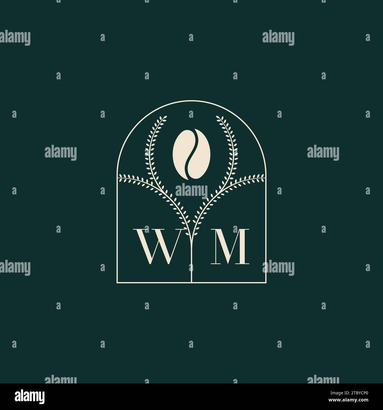 WM combinaison unique et simple de conception de logo de lettres et de grain de café Illustration de Vecteur