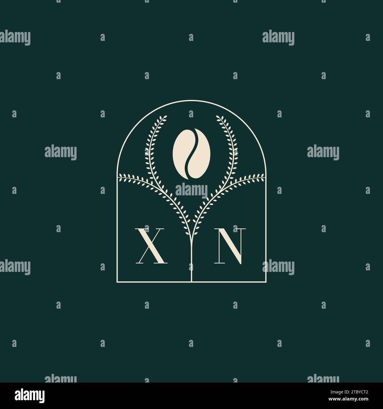 XN combinaison unique et simple de conception de logo de lettres et de grain de café Illustration de Vecteur