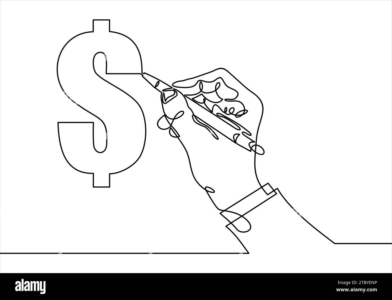 Main de personne montrant le concept avec Dollar Chart-dessin au trait continu Illustration de Vecteur