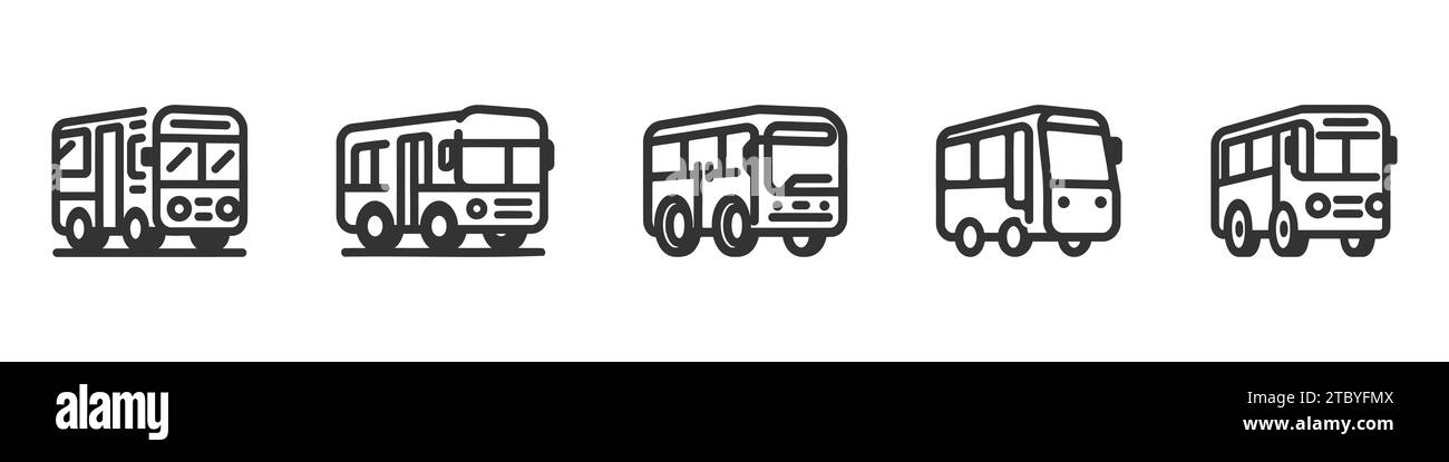 Bus Icon Set, pack, collection isolé sur fond blanc. Illustration de Vecteur