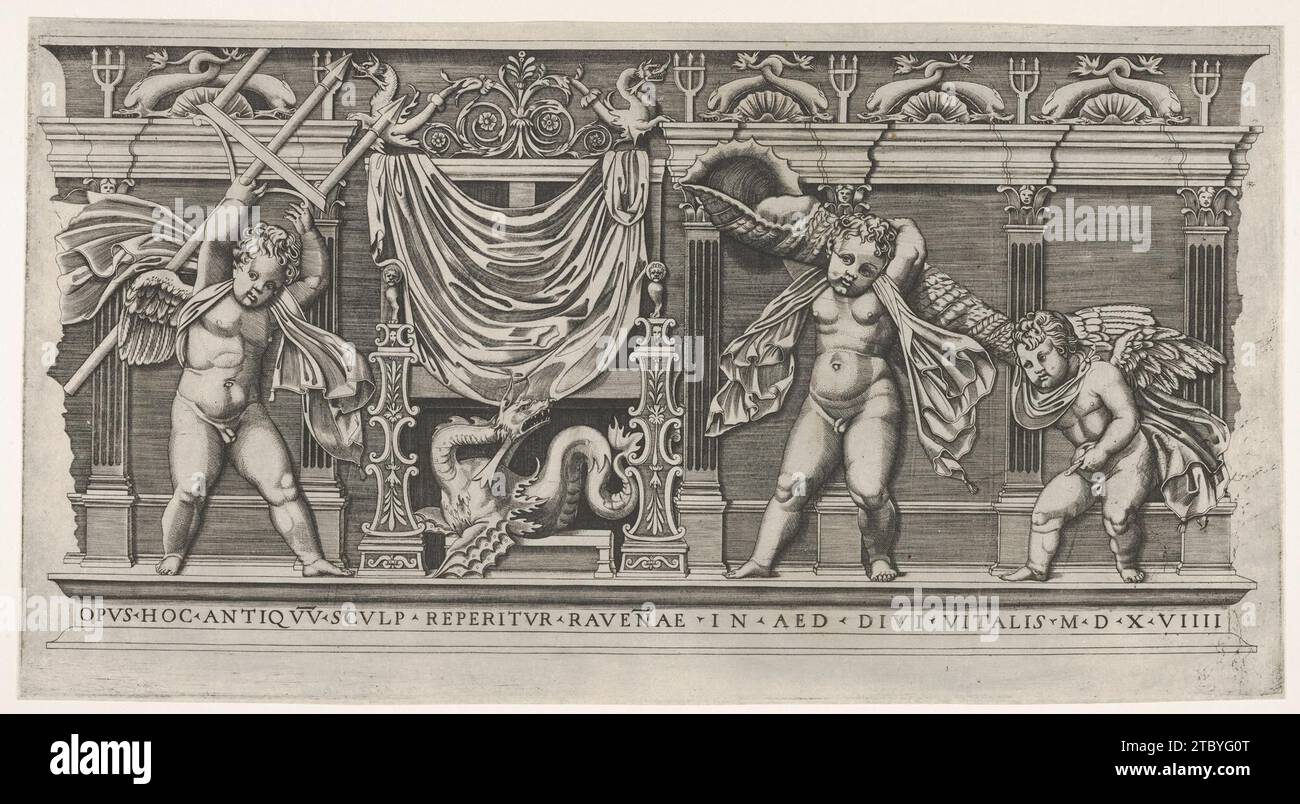 Le Bas relief aux trois Amours (le Trône de Neptune) 2012 de Marco Dente Banque D'Images