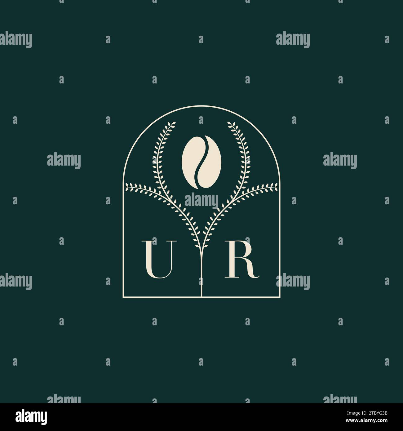 UR combinaison unique et simple de conception de logo de lettres et de grain de café Illustration de Vecteur