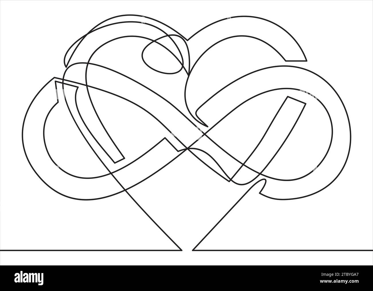Cœur entrelacé avec le signe de l'infini. Love Forever-Continuous Line Illustration de Vecteur
