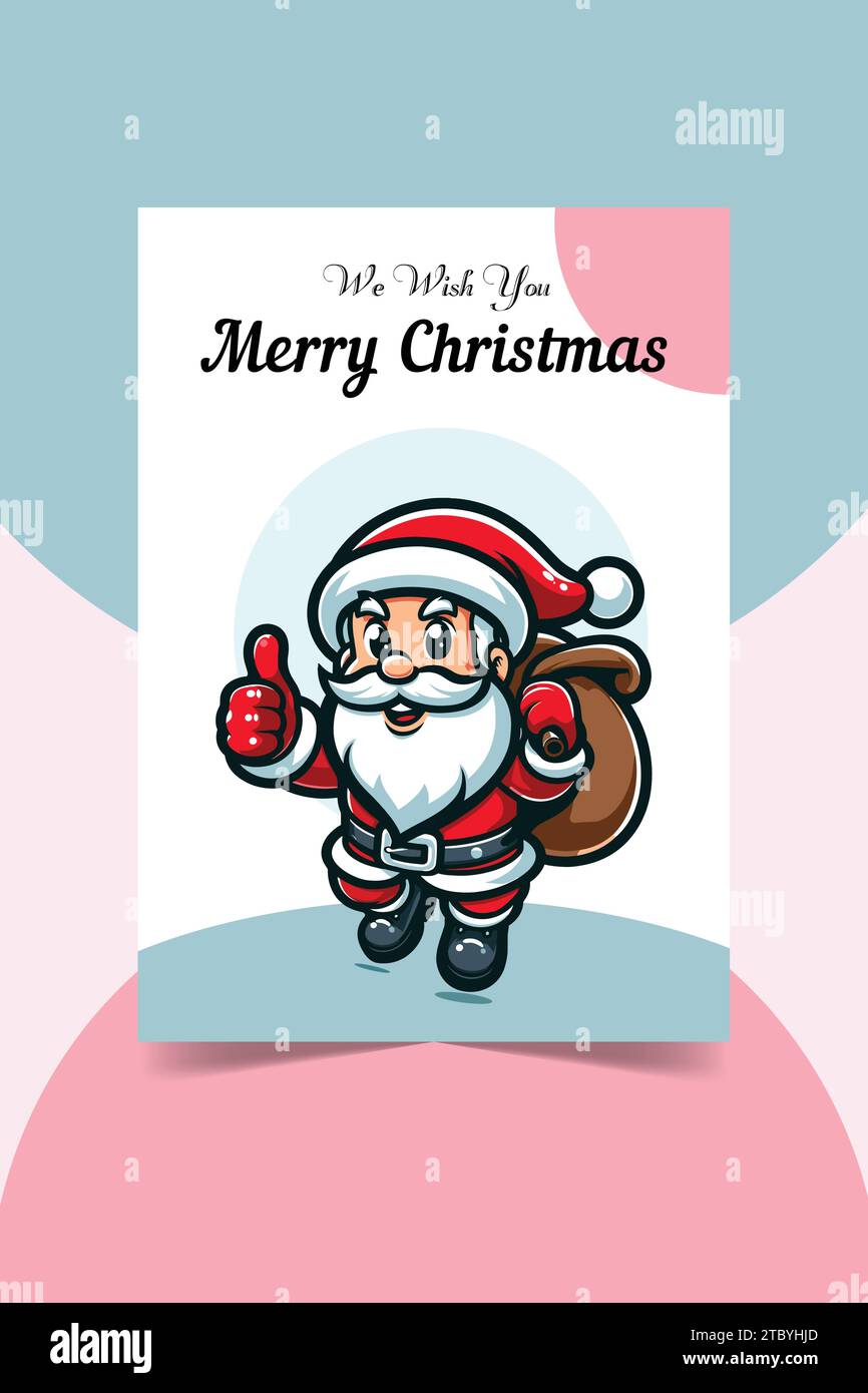 Noël Imprimer carte de format a4 prêt avec mascotte du Père Noël Image