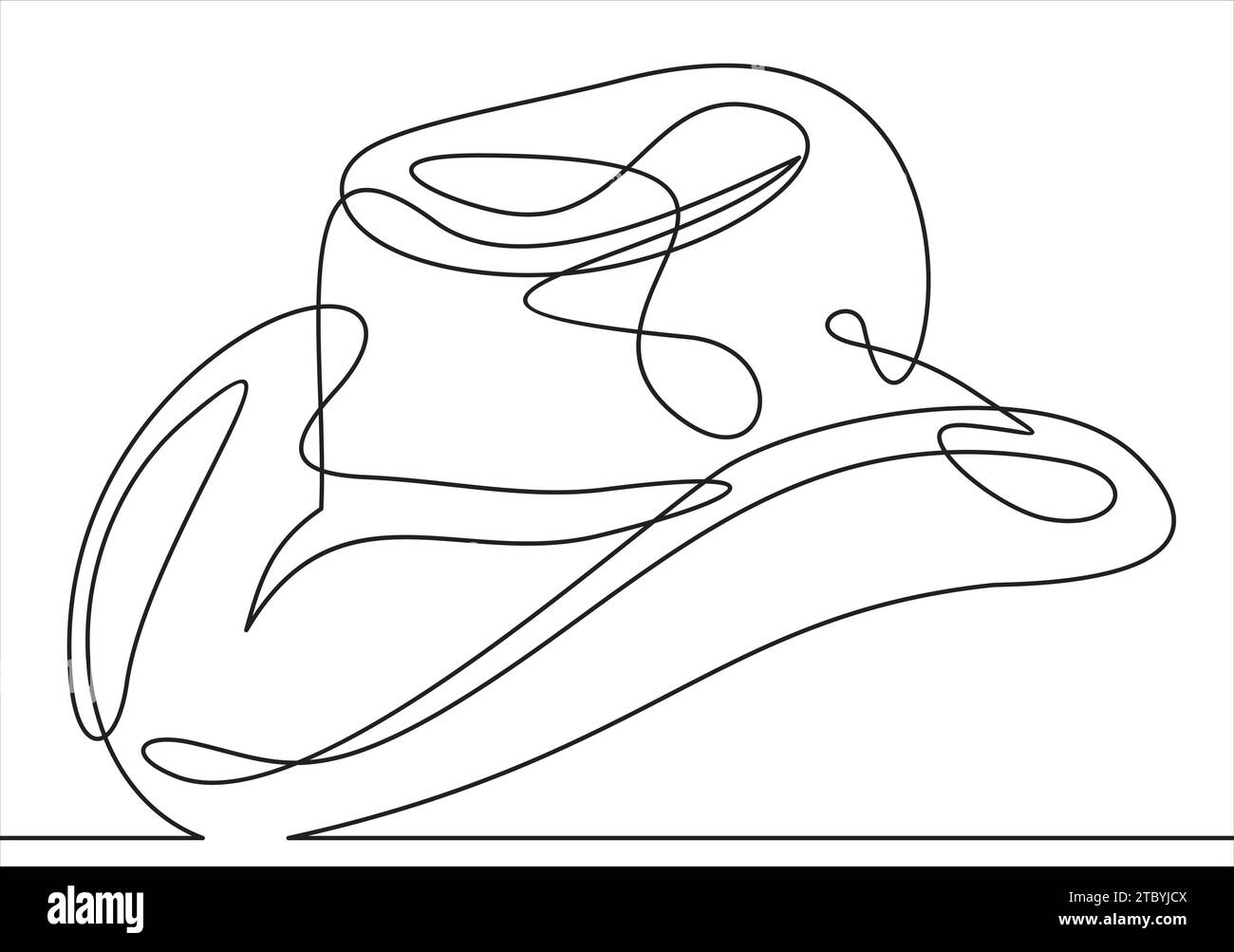 Chapeau de cow-boy. Ligne continue.Element dans le style tendance. Illustration de Vecteur