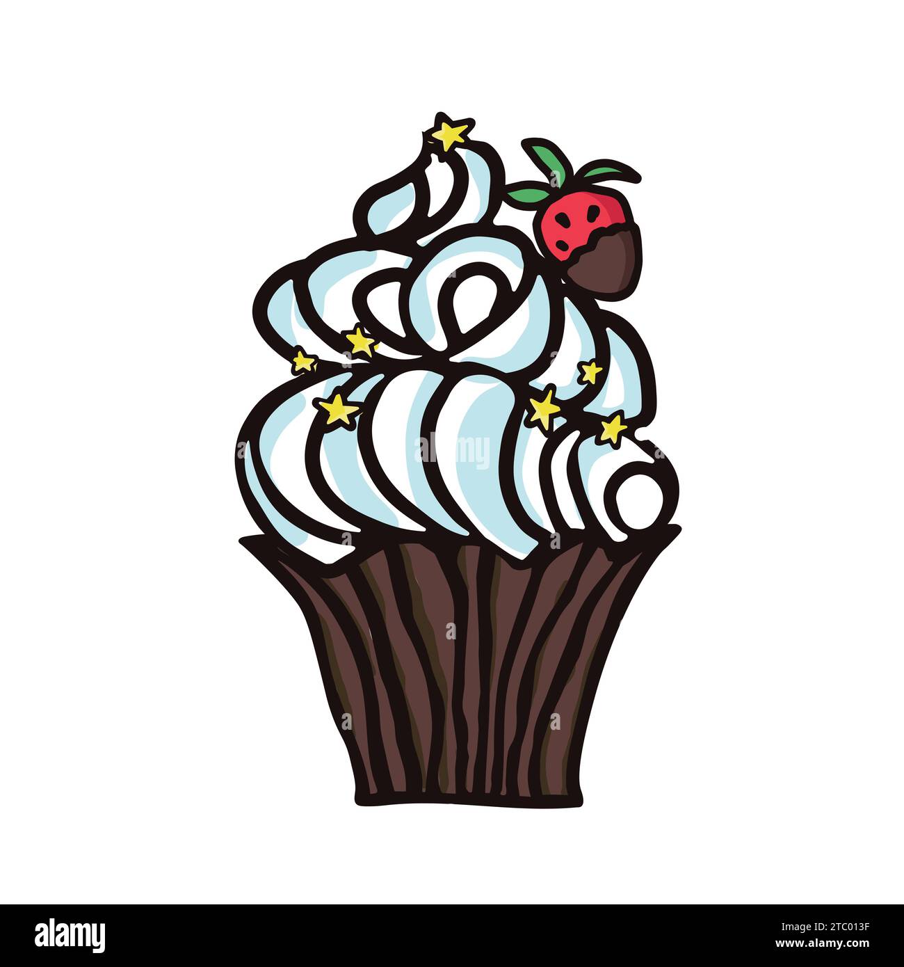Illustrations esquissées de vecteur de nourriture sucrée de dessert. Macaron, muffin, pudding, gâteau aux fruits. Illustration vectorielle colorée dessinée à la main isolée sur wh Illustration de Vecteur