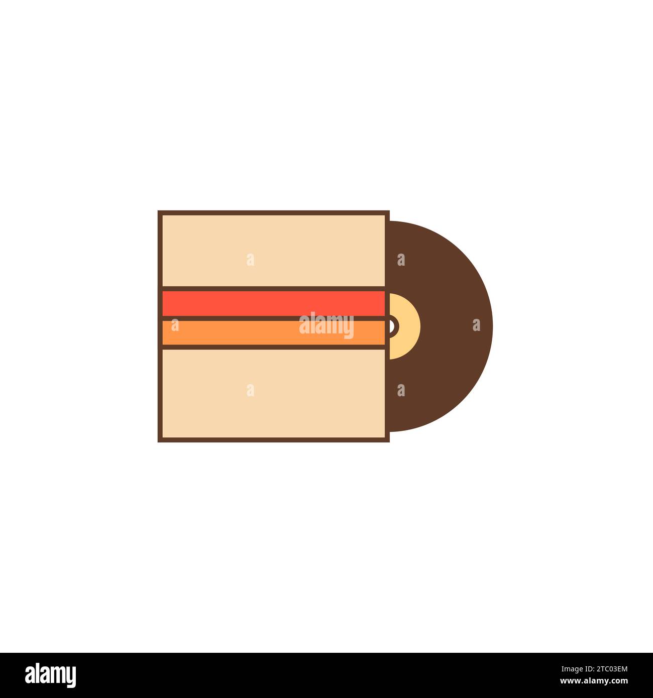 Disque vinyle vintage avec couverture d'album rétro. OldSchool nostalgique vynil en plastique pour gramophone. Disque LP. Vieux disque de musique sur l'icône de contour de disque noir. V Illustration de Vecteur