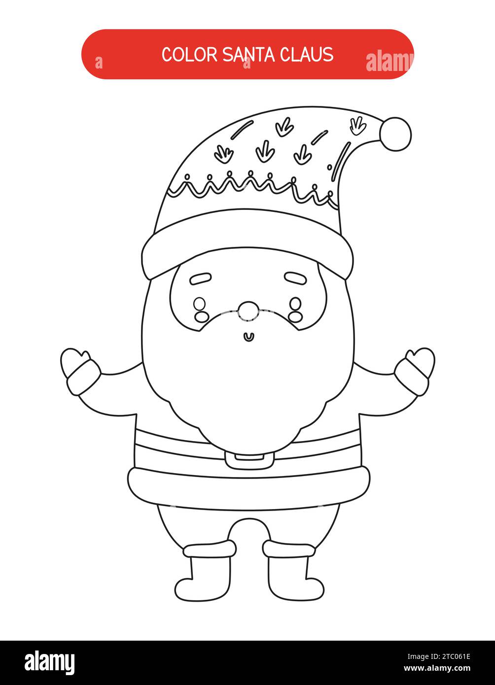 Coloriage de Noël pour les enfants. Mignon Santa Claus coloriage Illustration de Vecteur