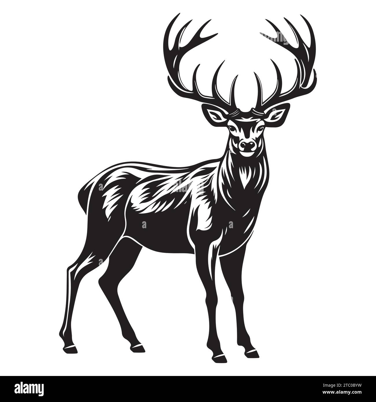 Vector Deer Silhouette Noir figurine dessinée à la main. Illustration de Vecteur