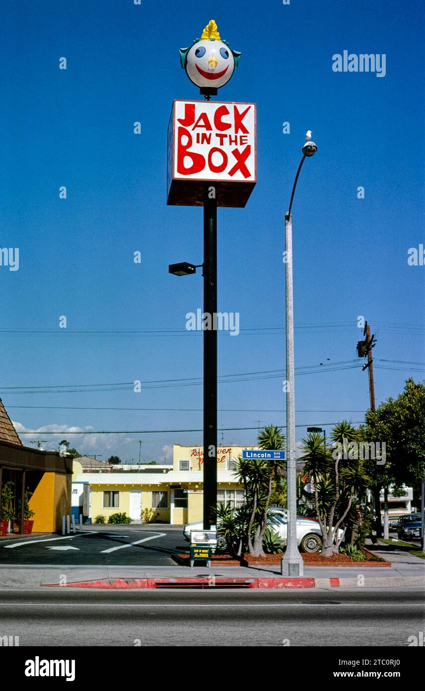 Jack in the Box restaurant fast food, Santa Monica, Californie, États-Unis, John Margolies Roadside America Photography Archive, 1977 Banque D'Images