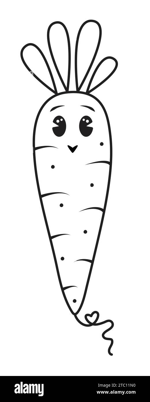 Jolie carotte noire et blanche, illustration de dessin animé vectoriel Illustration de Vecteur