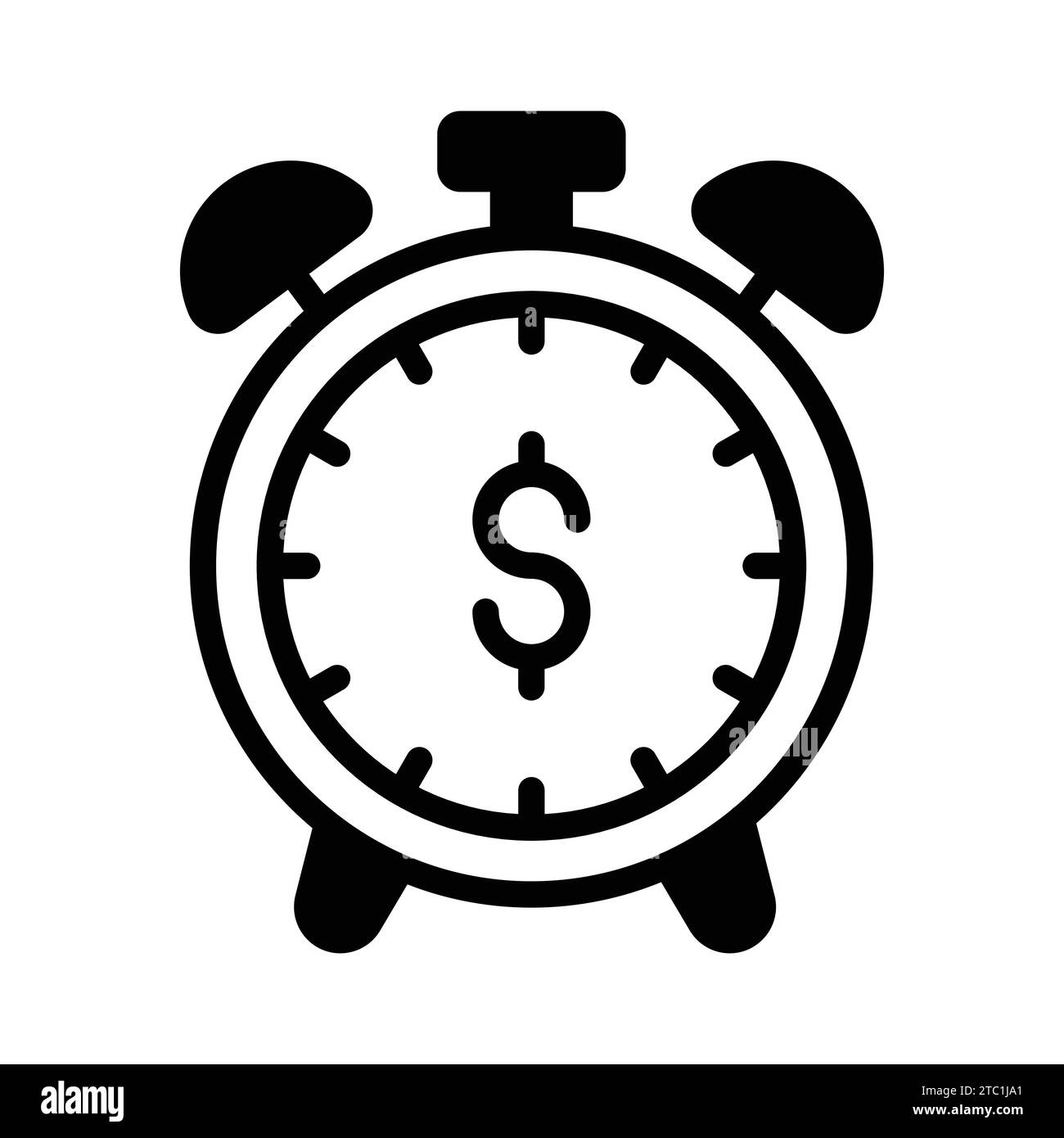 Signe dollar à l'intérieur du chronomètre montrant le vecteur de concept du temps est l'argent, icône premium. Illustration de Vecteur
