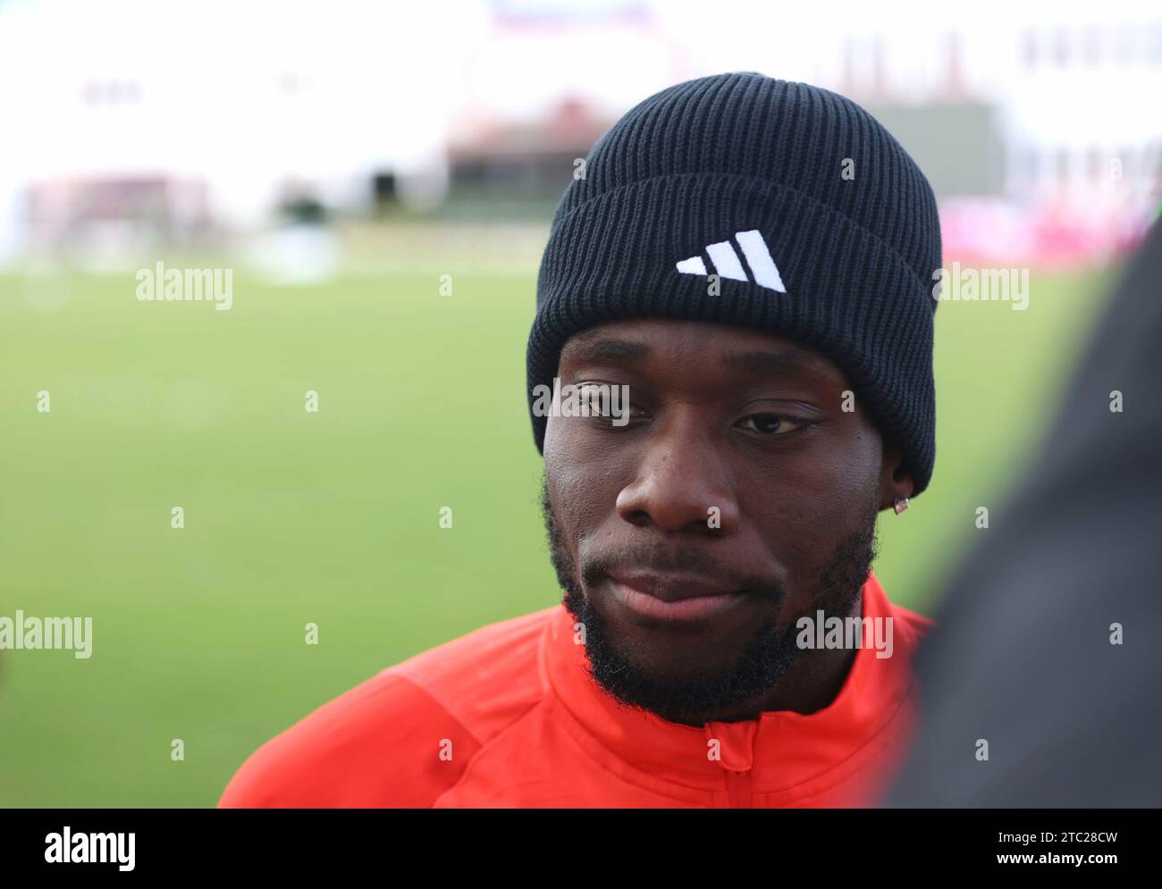 München, Deutschland 10. Décembre 2023 : Fussball, Herren, saison 2023/2024, FC Bayern München, Säbener Strasse, Trainingsgelände, formation Alphonso Davies (FC Bayern München) Kopf, Portrait Banque D'Images