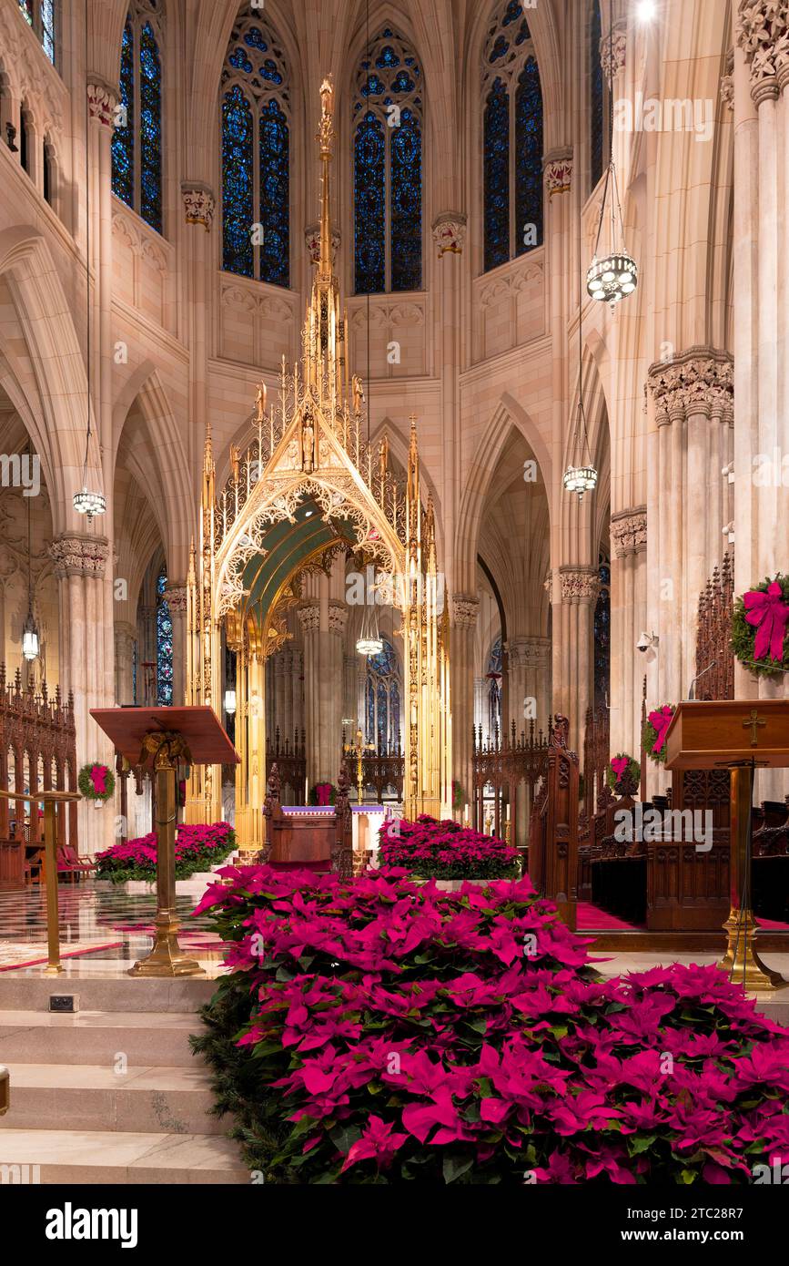 l'interieur de Saint patrick Cathedral dans la 5e avenue de New York pendant les fetes de Noel Banque D'Images