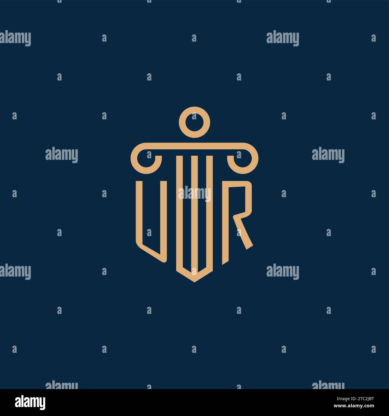 UR initial pour logo de cabinet d'avocats, logo d'avocat avec icône de pilier Illustration de Vecteur
