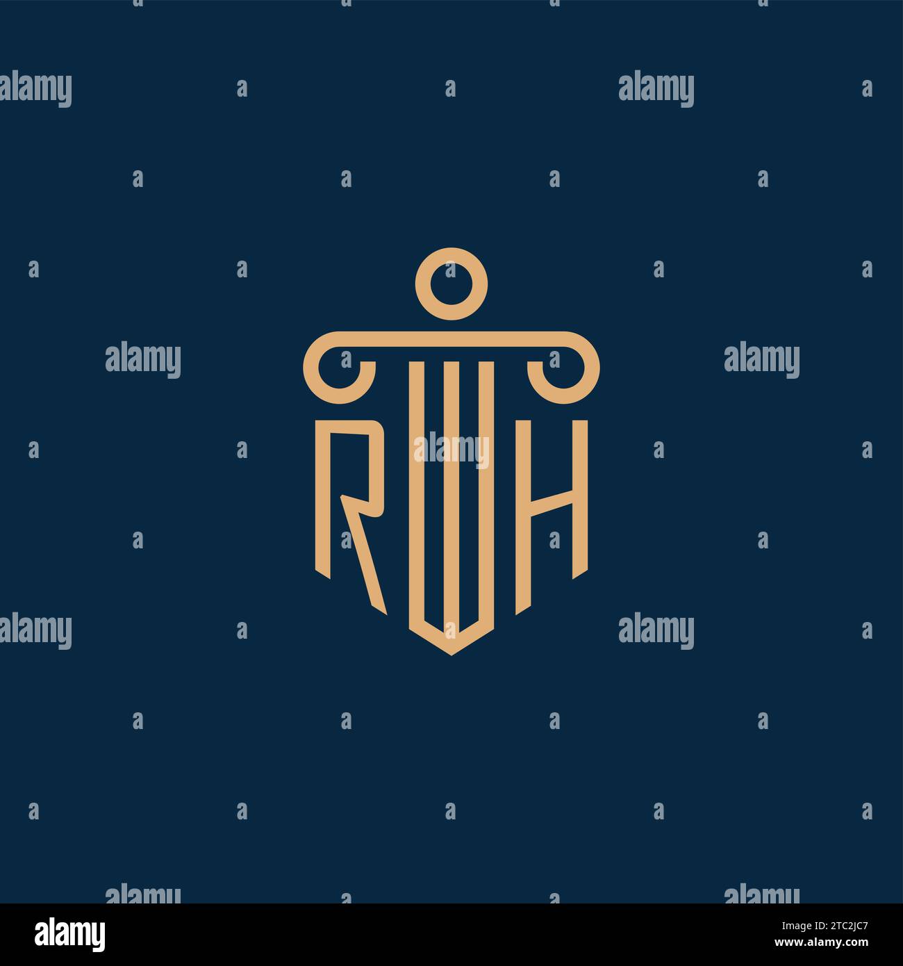 Initiale droite pour le logo du cabinet d'avocats, logo de l'avocat avec icône de pilier Illustration de Vecteur