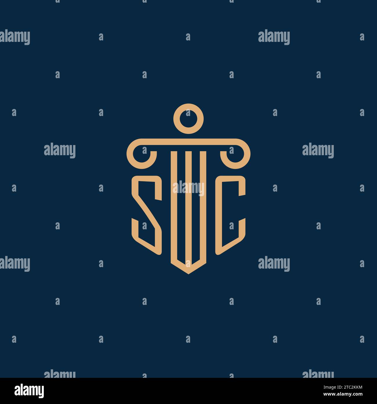SC initial pour logo de cabinet d'avocats, logo d'avocat avec icône de pilier Illustration de Vecteur