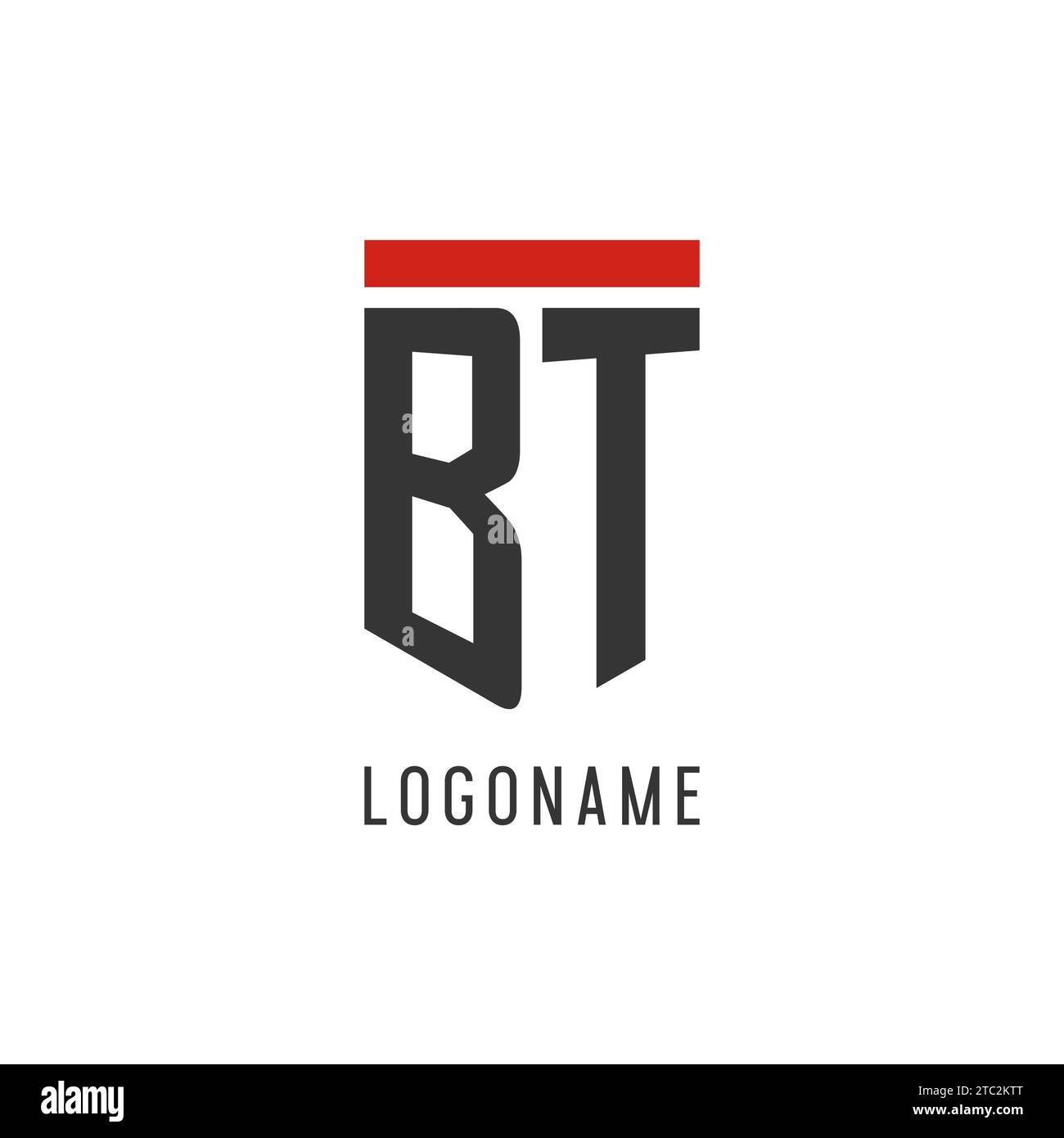 Logo eSport initial BT avec graphisme vectoriel de style bouclier simple Illustration de Vecteur