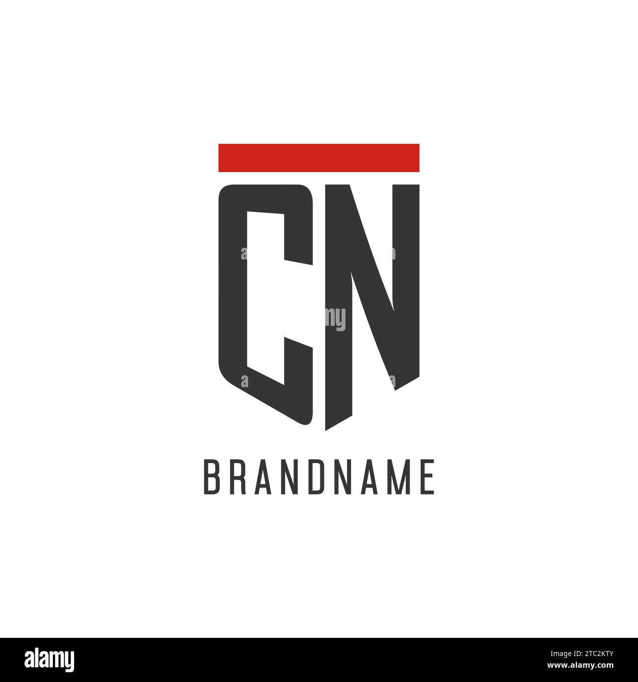 Logo eSport initial CN avec graphisme vectoriel de style bouclier simple Illustration de Vecteur