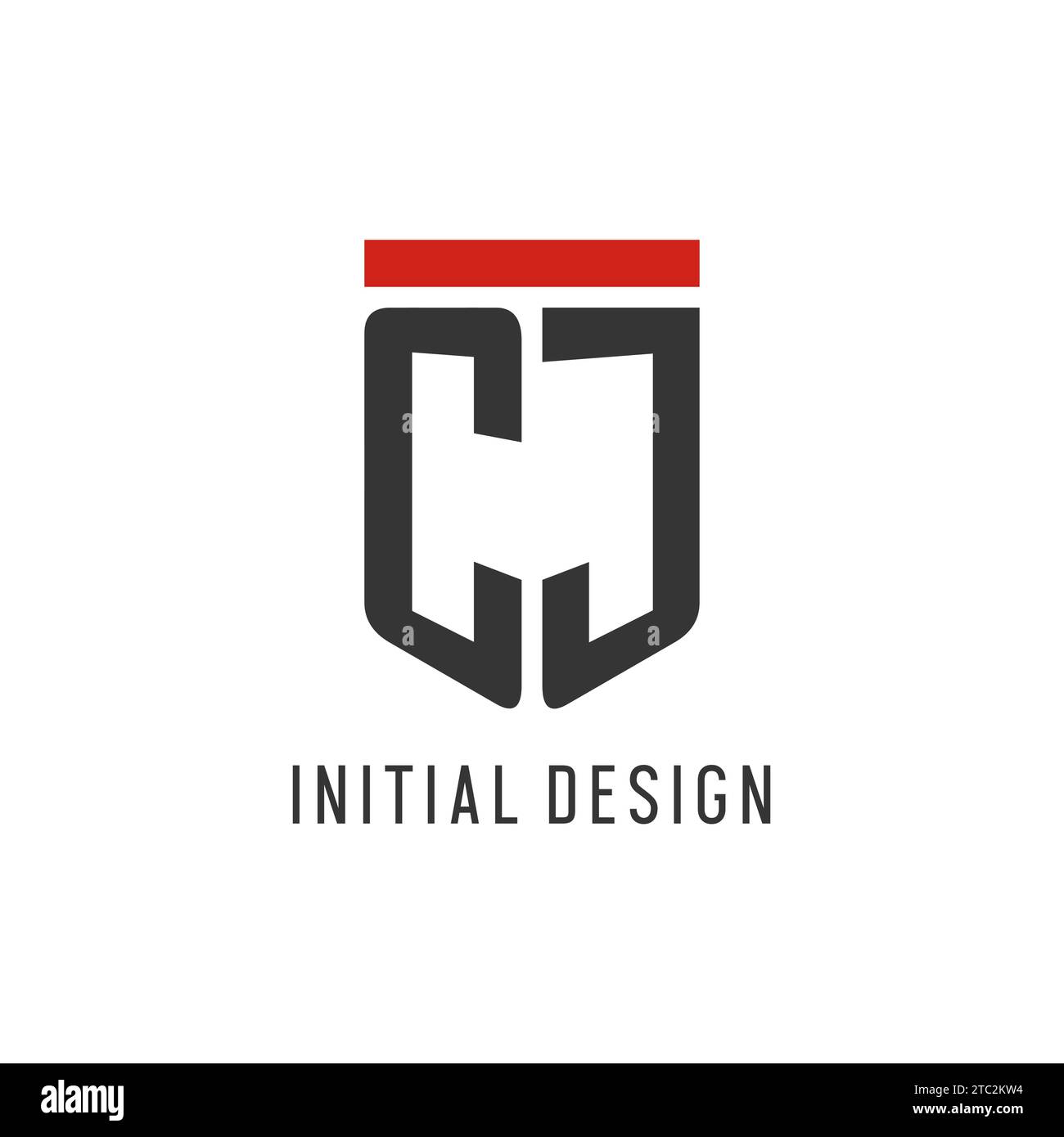 Logo eSport initial CJ avec graphique vectoriel de style de conception de bouclier simple Illustration de Vecteur