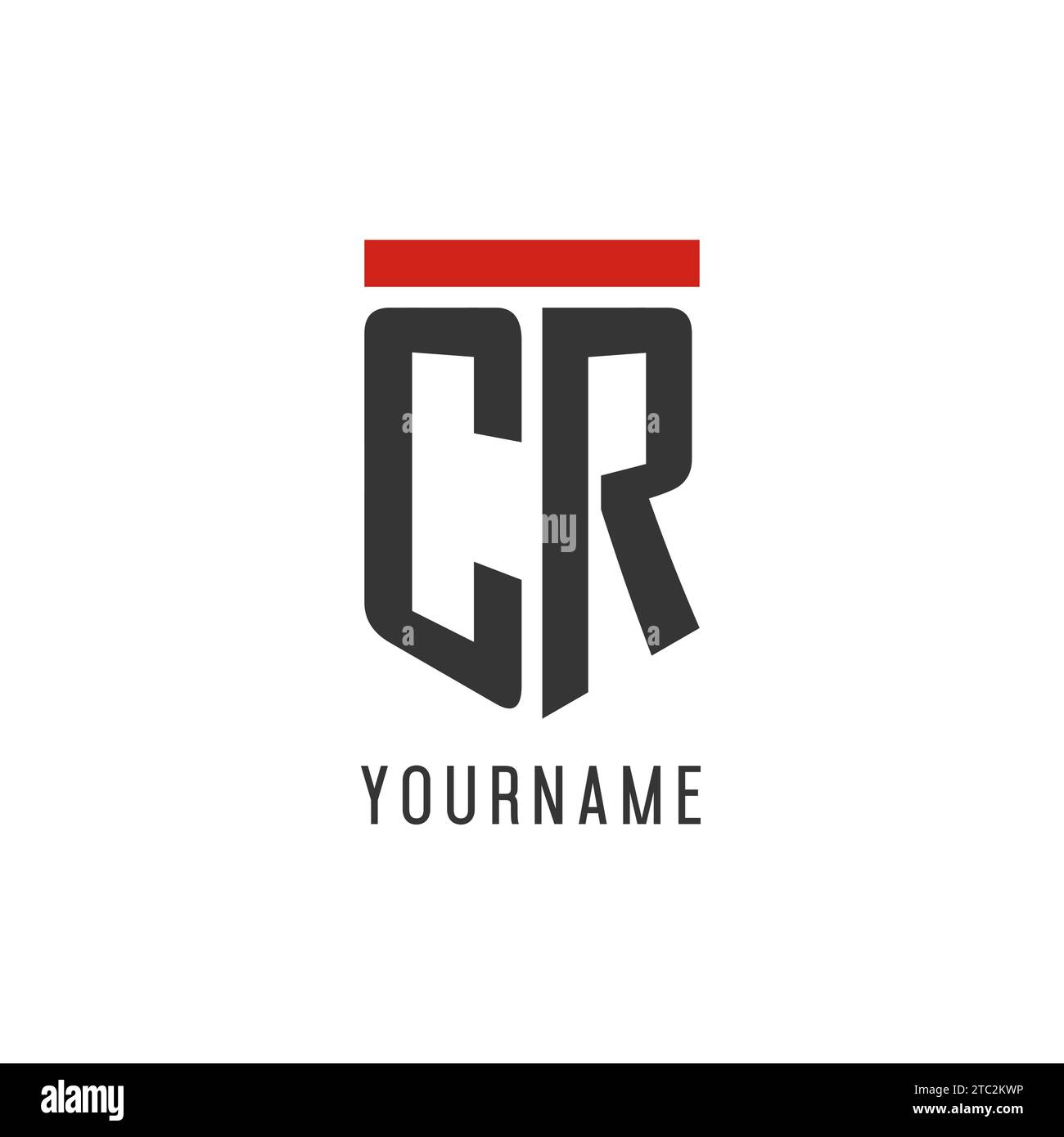 Logo eSport initial CR avec graphisme vectoriel de style bouclier simple Illustration de Vecteur