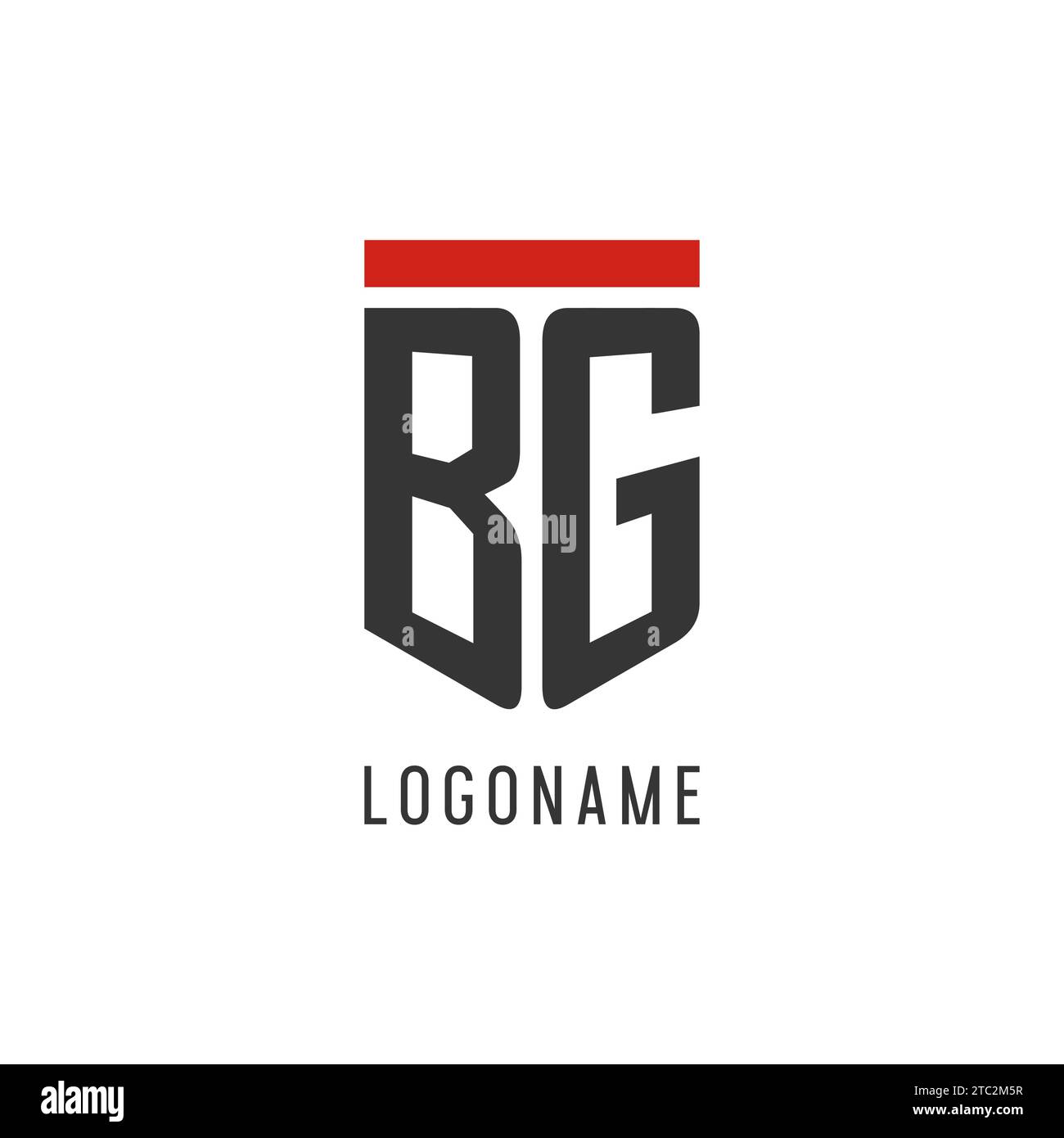 Logo eSport initial BG avec graphique vectoriel de style de conception de bouclier simple Illustration de Vecteur