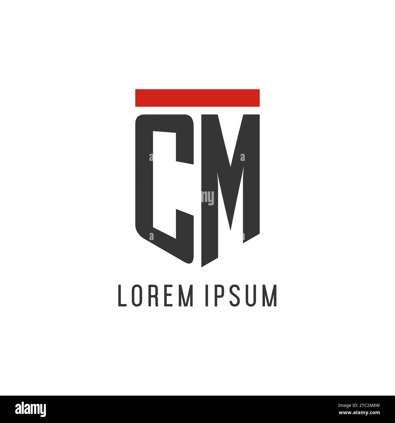 Logo eSport initial CM avec graphisme vectoriel de style bouclier simple Illustration de Vecteur