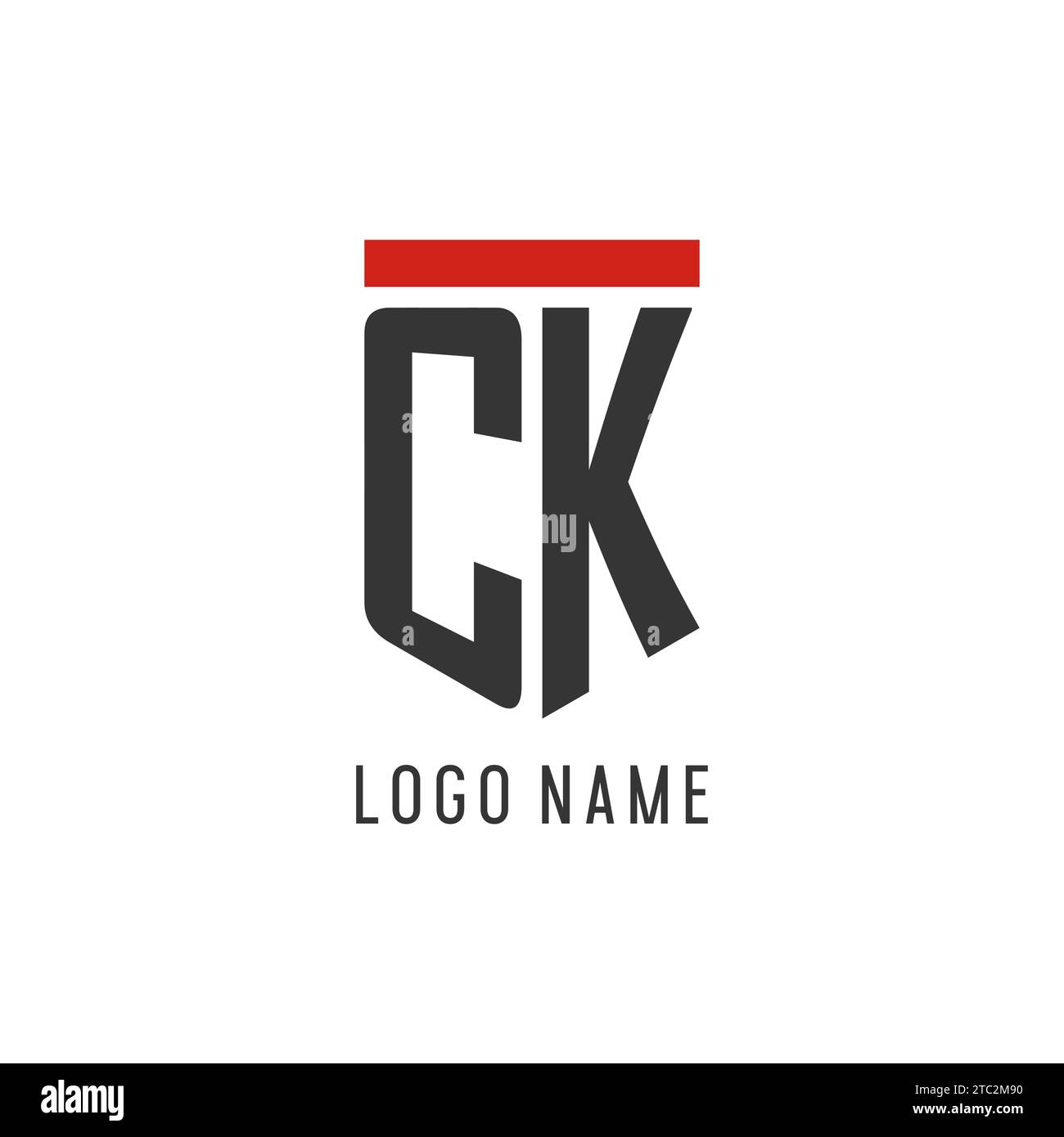 Logo eSport initial CK avec graphisme vectoriel de style bouclier simple Illustration de Vecteur