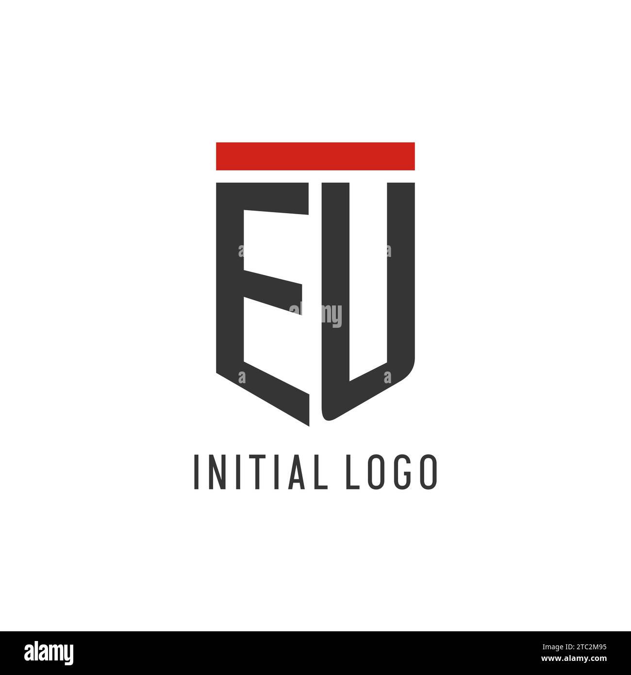 Logo eSport initial de l'UE avec graphique vectoriel de style de conception de bouclier simple Illustration de Vecteur