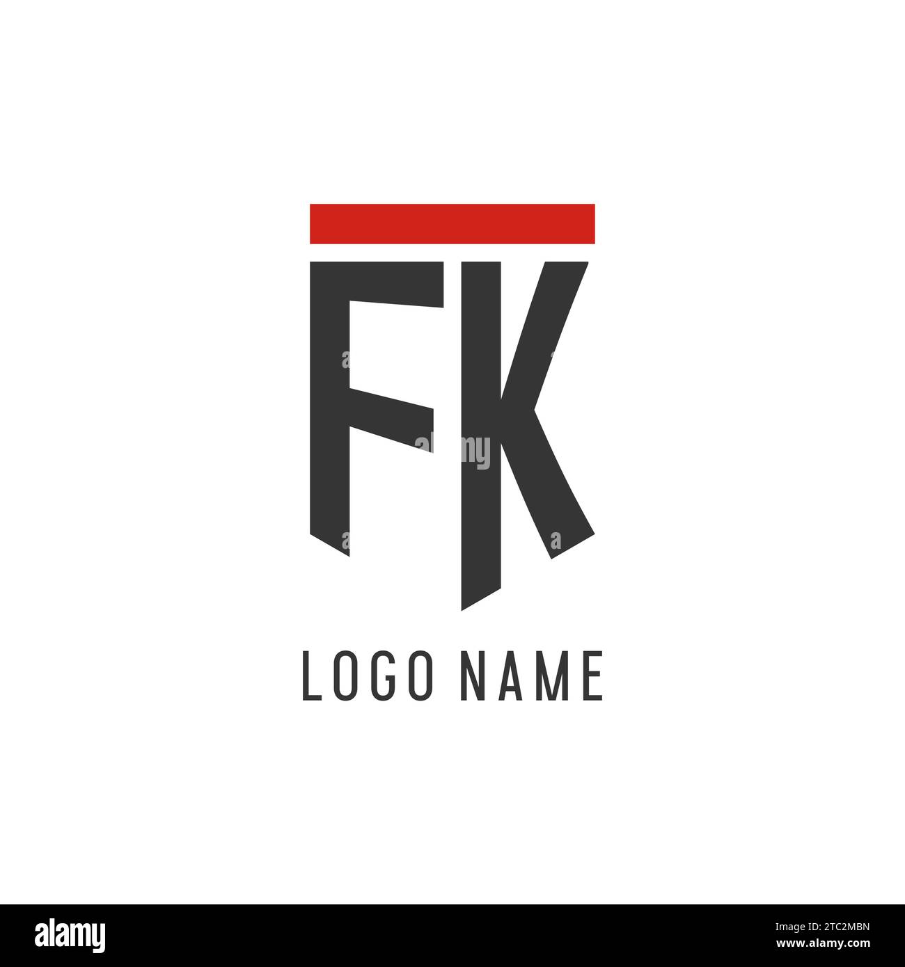 Logo eSport initial FK avec graphisme vectoriel de style bouclier simple Illustration de Vecteur