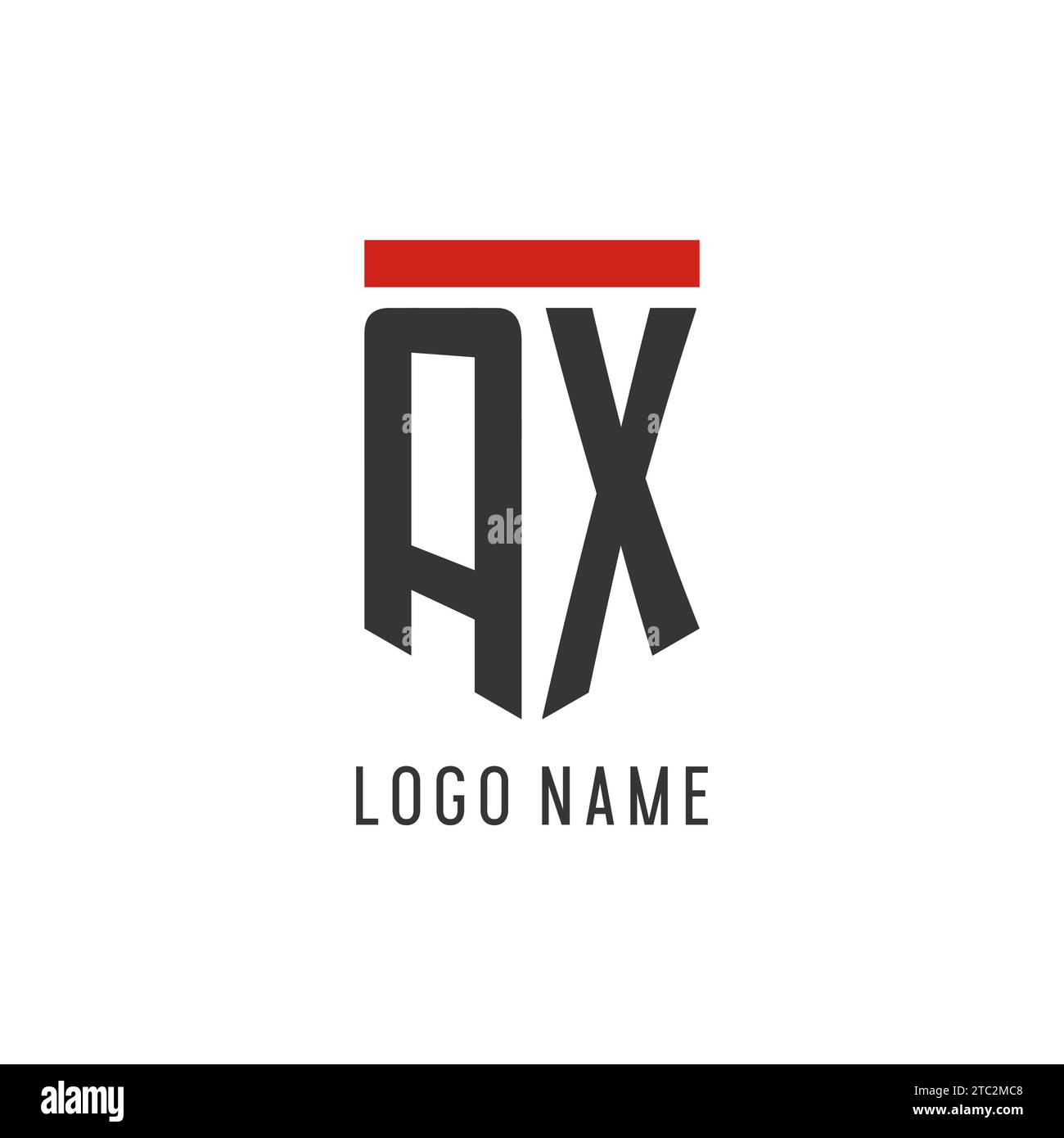 Logo eSport AX initial avec graphisme vectoriel de style de conception de bouclier simple Illustration de Vecteur