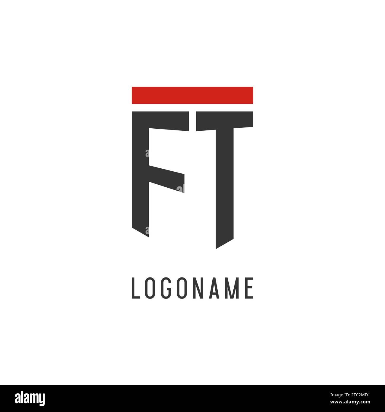 Logo eSport initial FT avec graphisme vectoriel de style bouclier simple Illustration de Vecteur