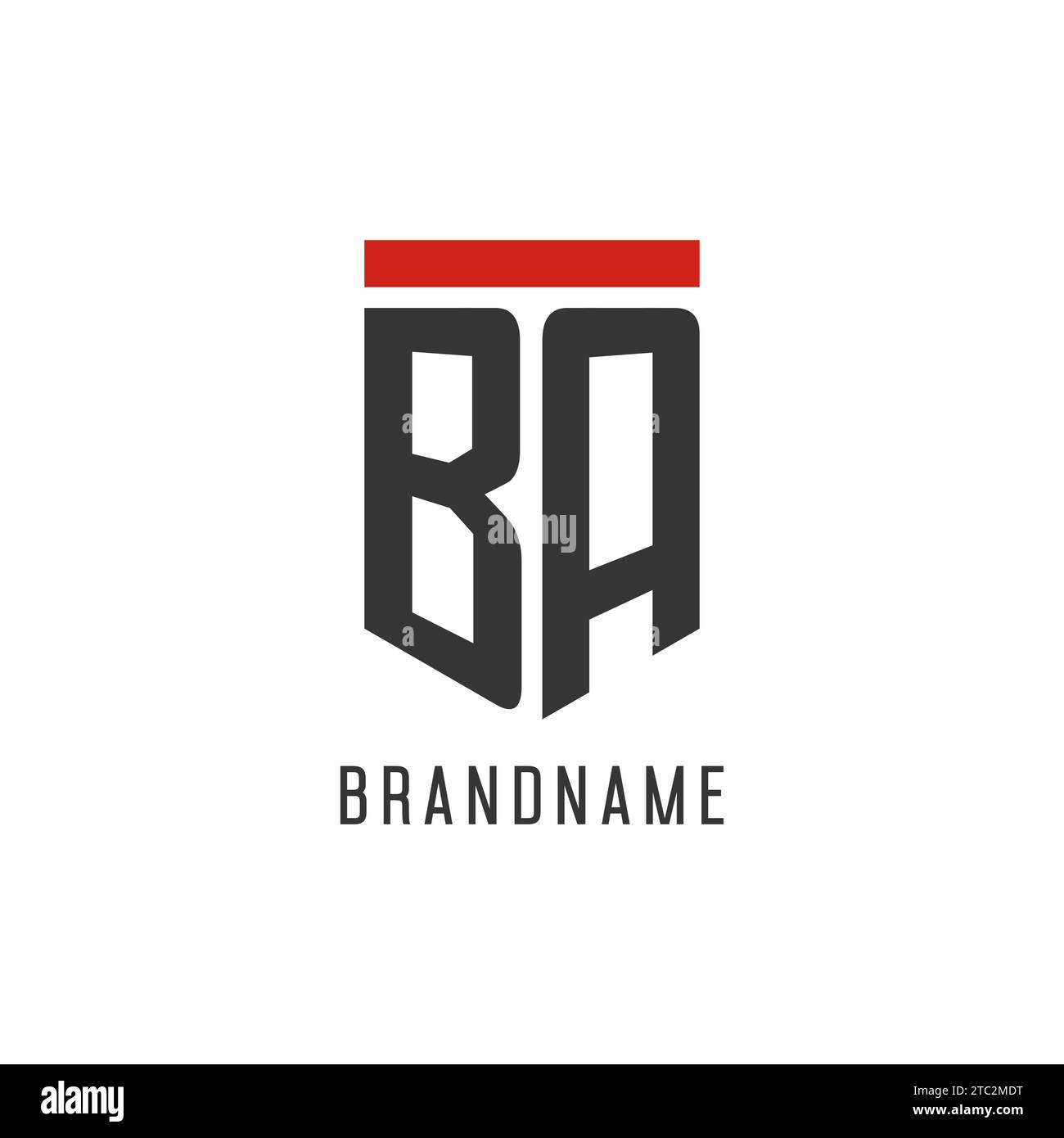 Logo eSport initial BA avec graphisme vectoriel de style bouclier simple Illustration de Vecteur