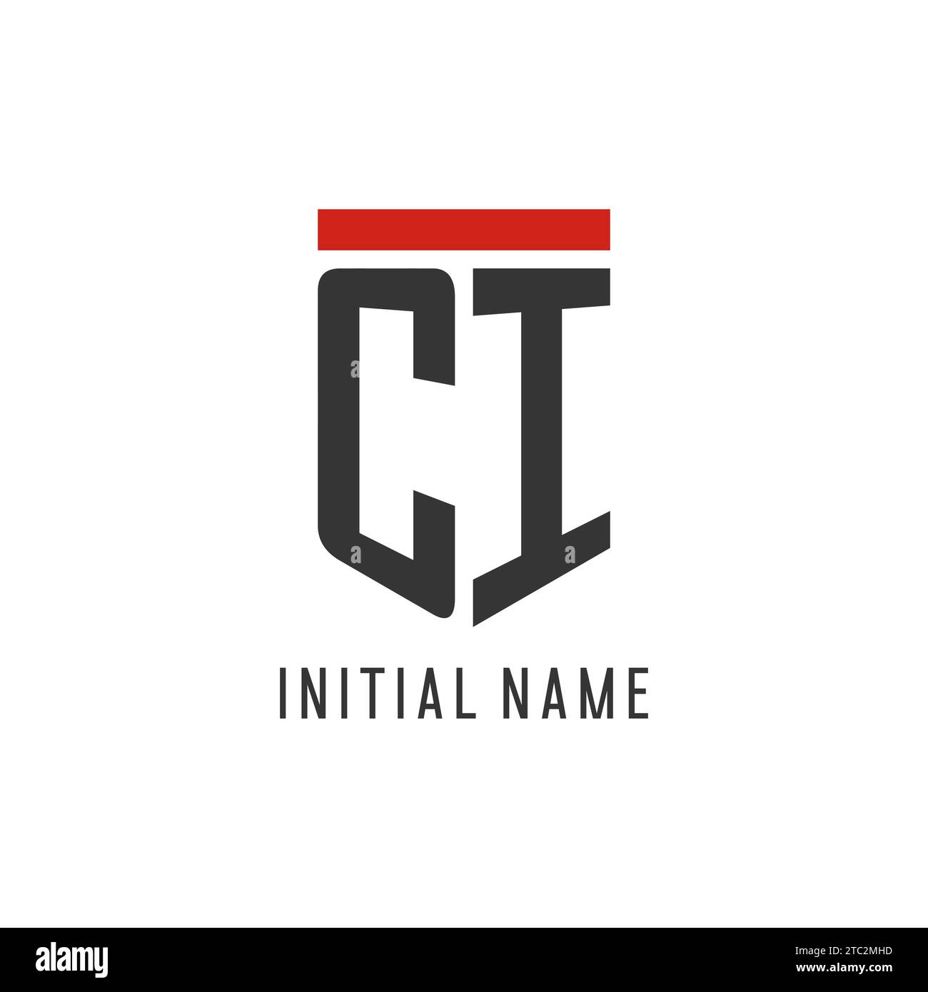 Logo eSport initial ci avec graphisme vectoriel de style bouclier simple Illustration de Vecteur