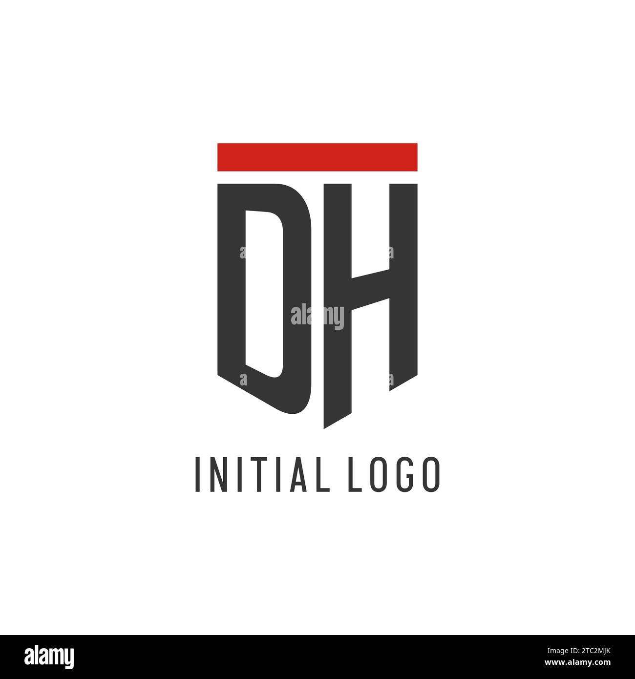 Logo eSport initial DH avec graphisme vectoriel de style bouclier simple Illustration de Vecteur